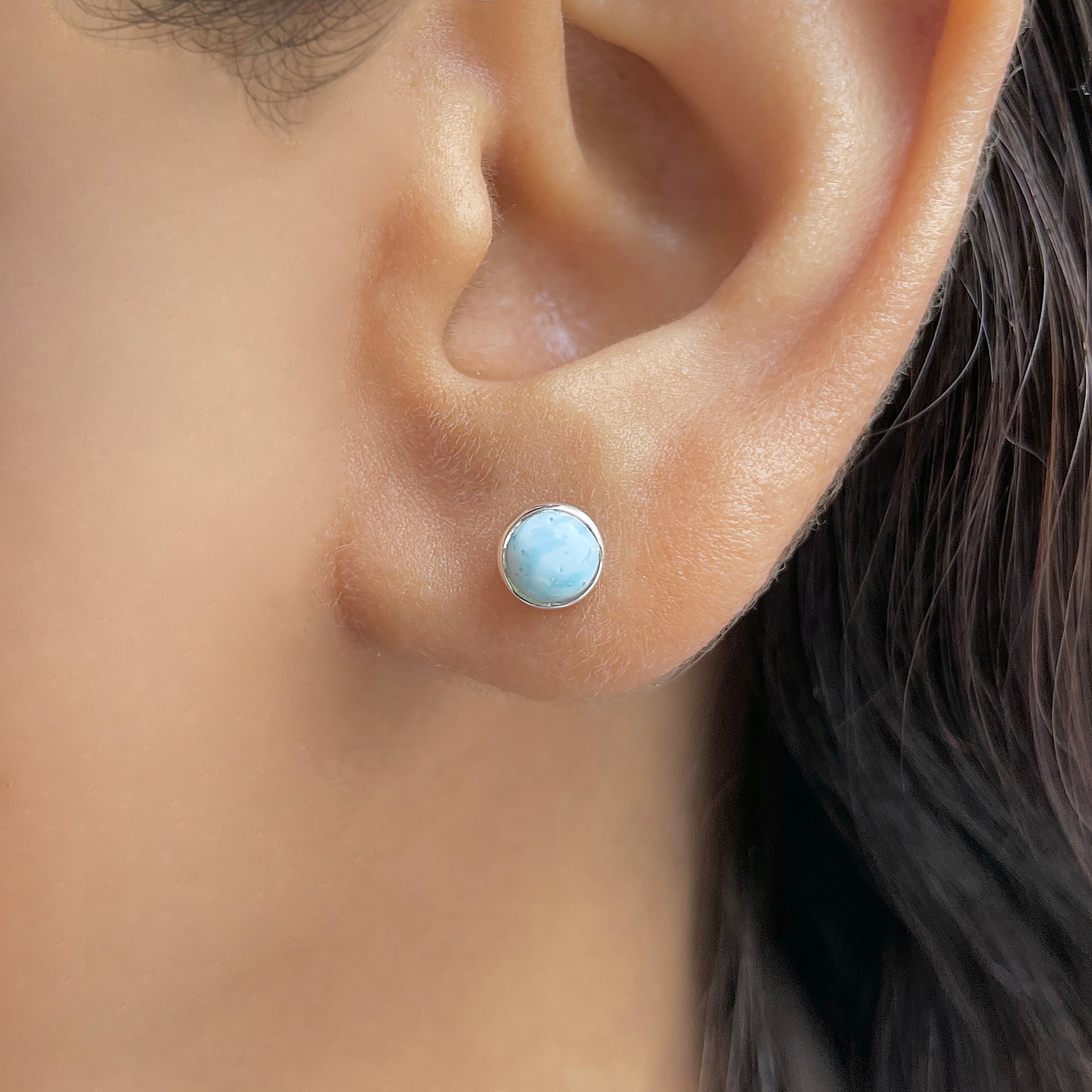 Larimar Stud Earring-(LAR-E-3451.)