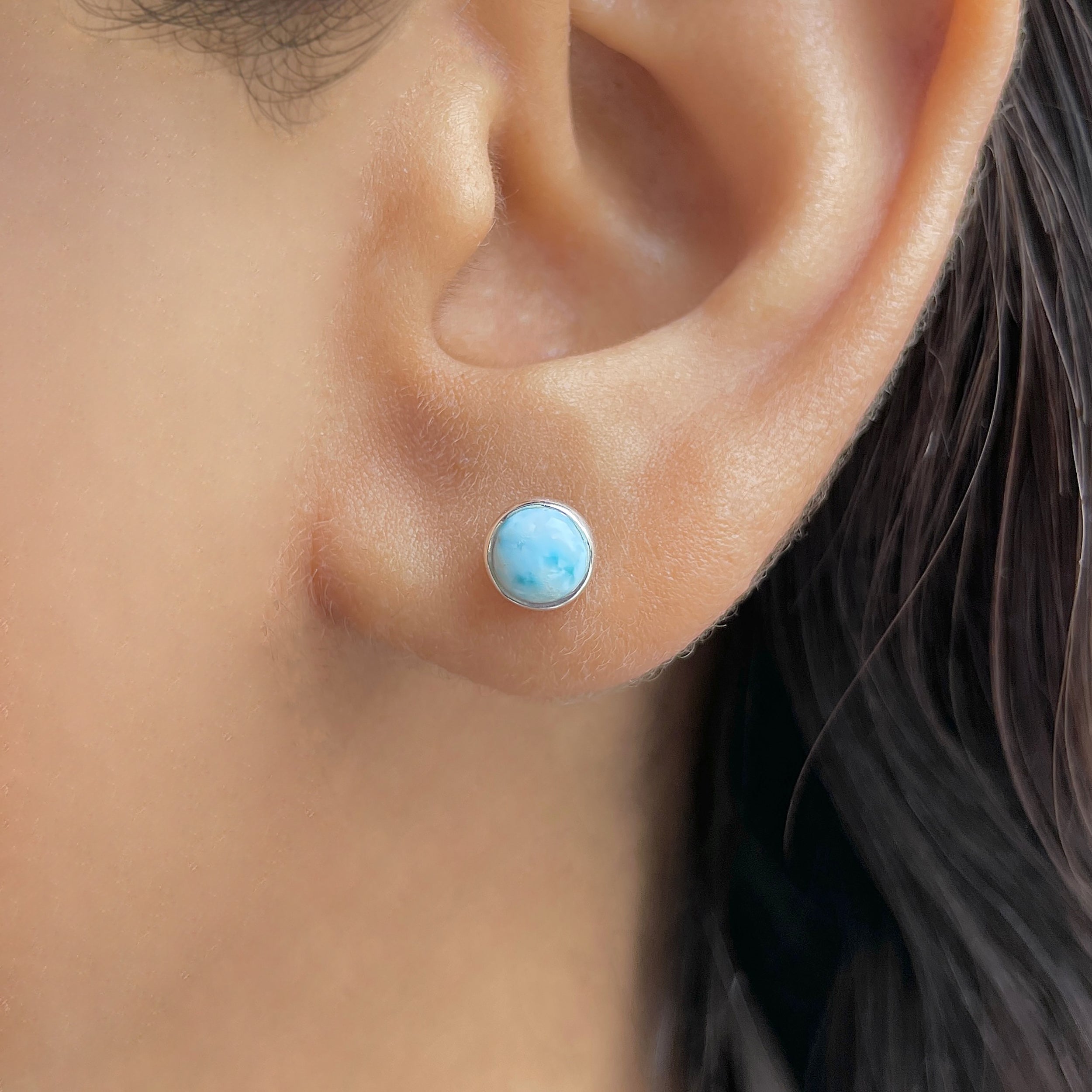 Larimar Stud Earring-(LAR-E-3452.)