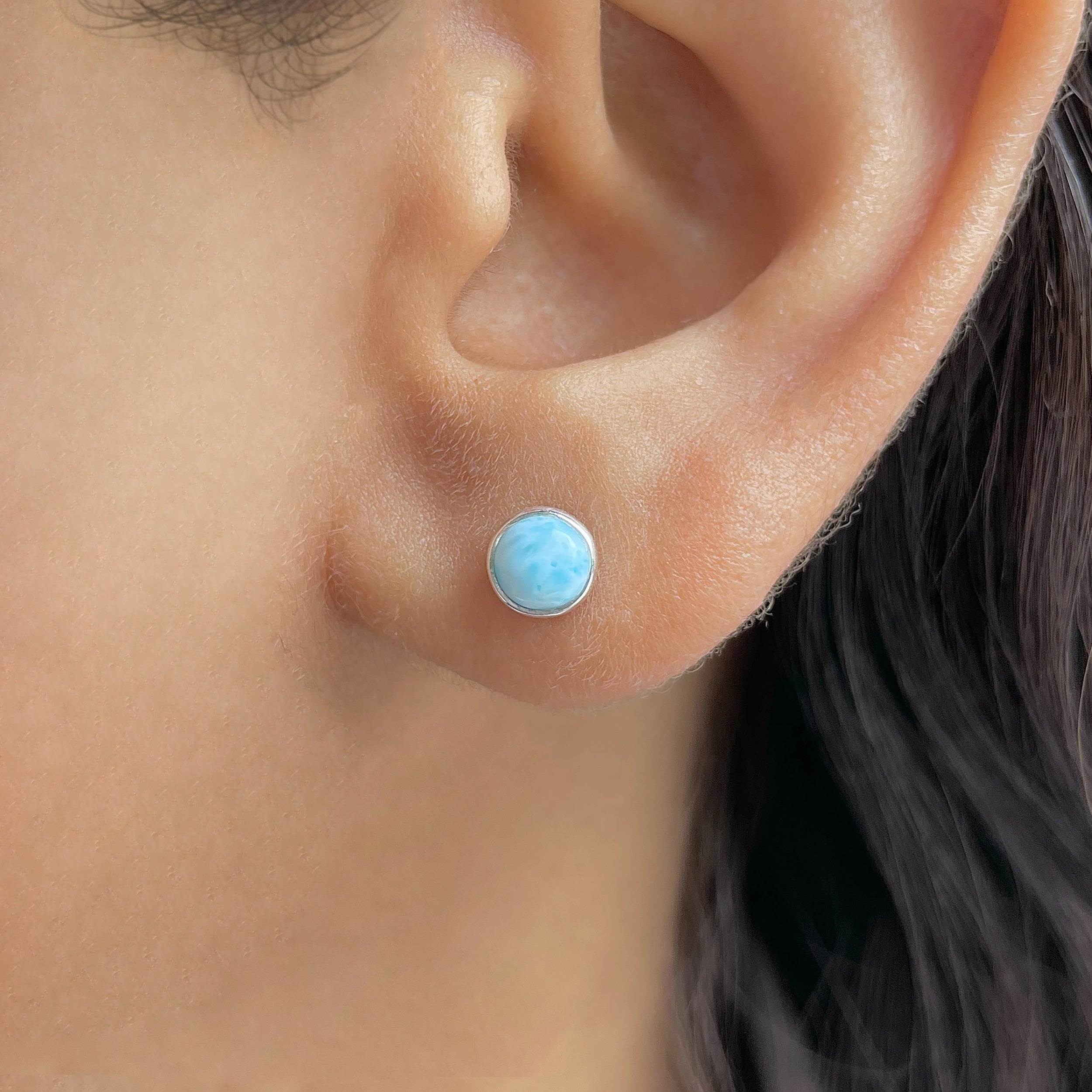 Larimar Stud Earring-(LAR-E-3454.)