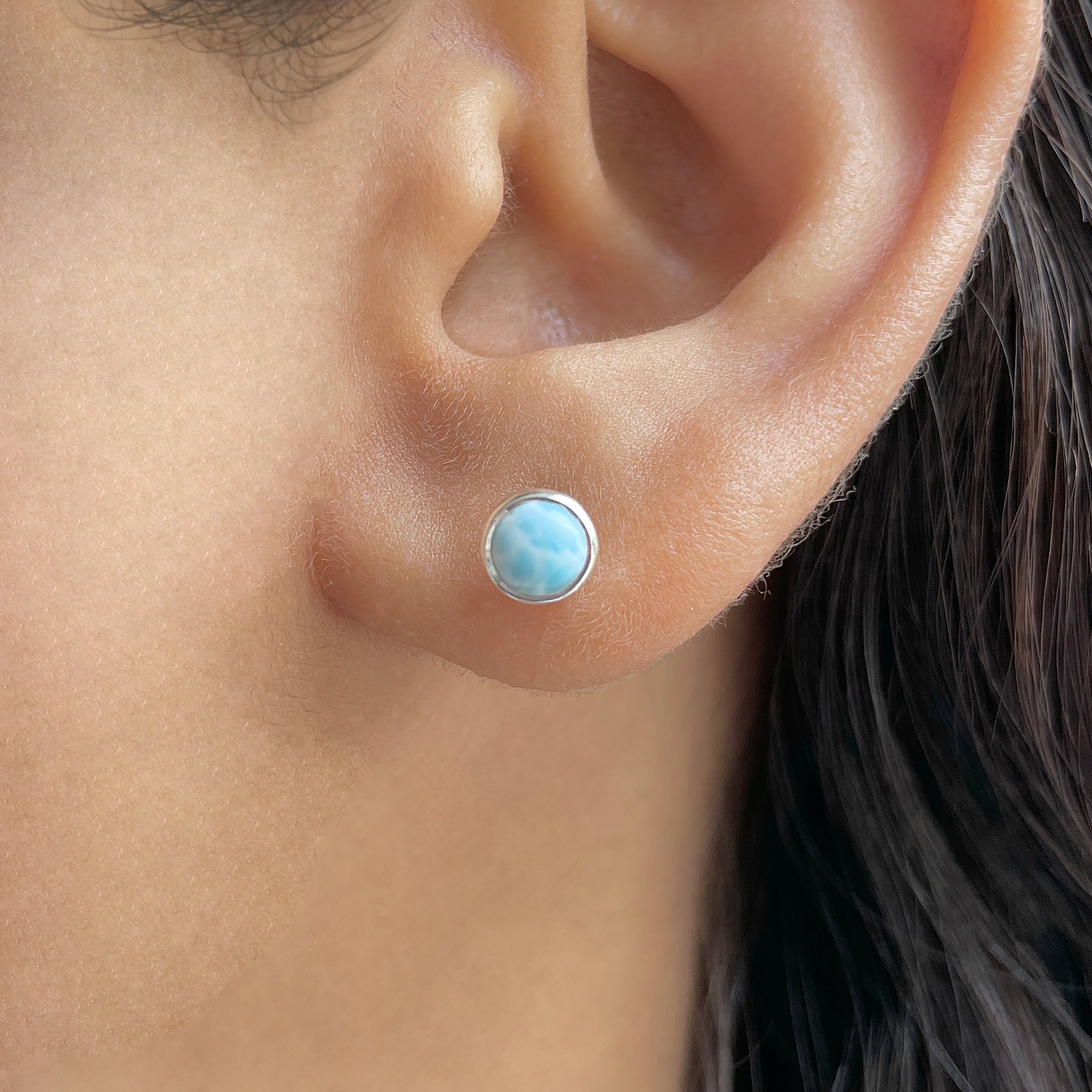 Larimar Stud Earring-(LAR-E-3455.)