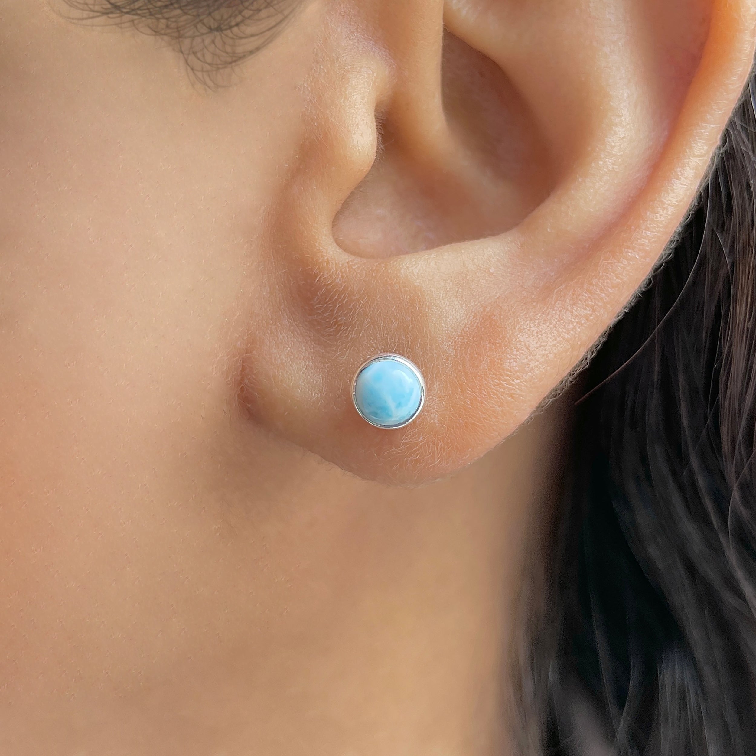 Larimar Stud Earring-(LAR-E-3456.)