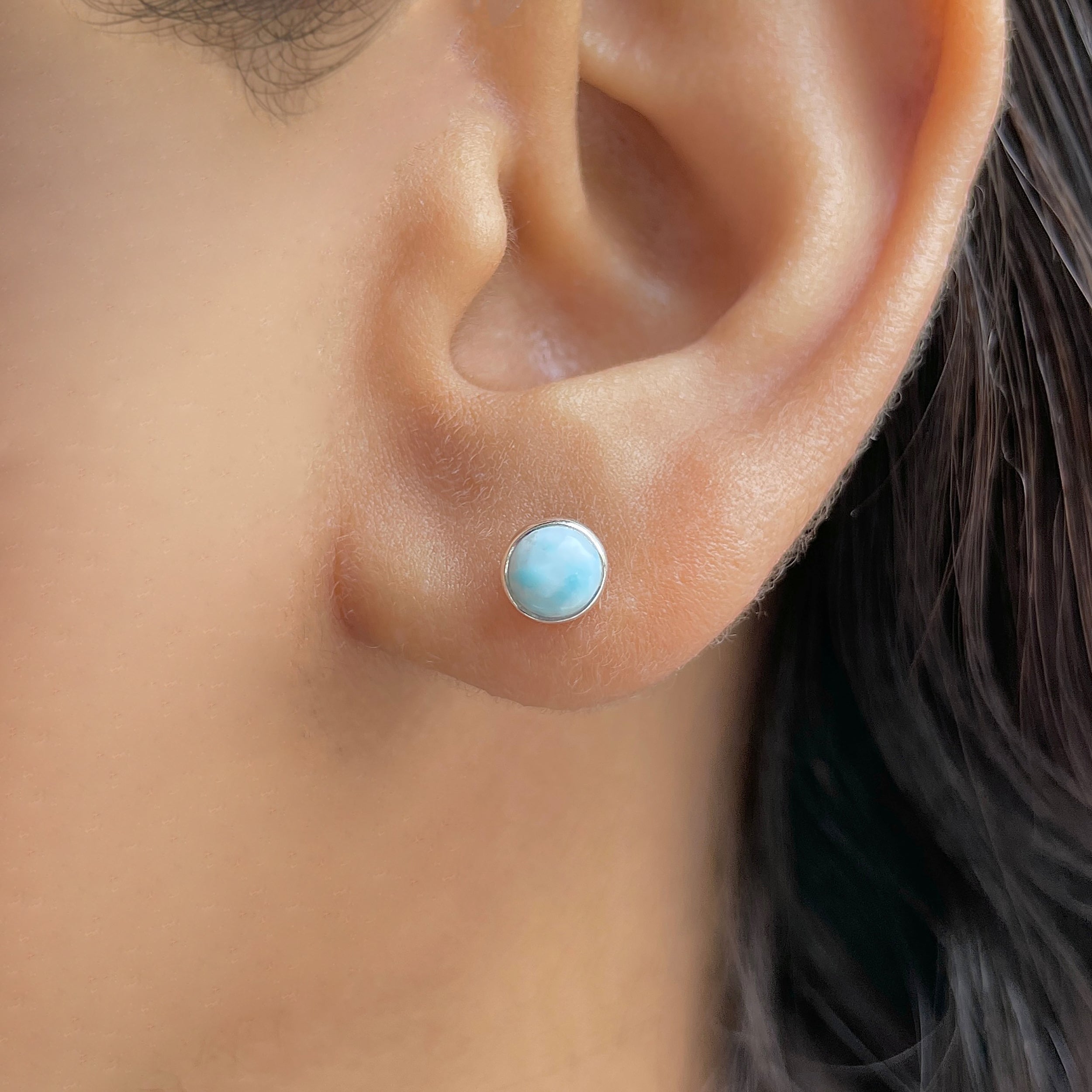 Larimar Stud Earring-(LAR-E-3457.)