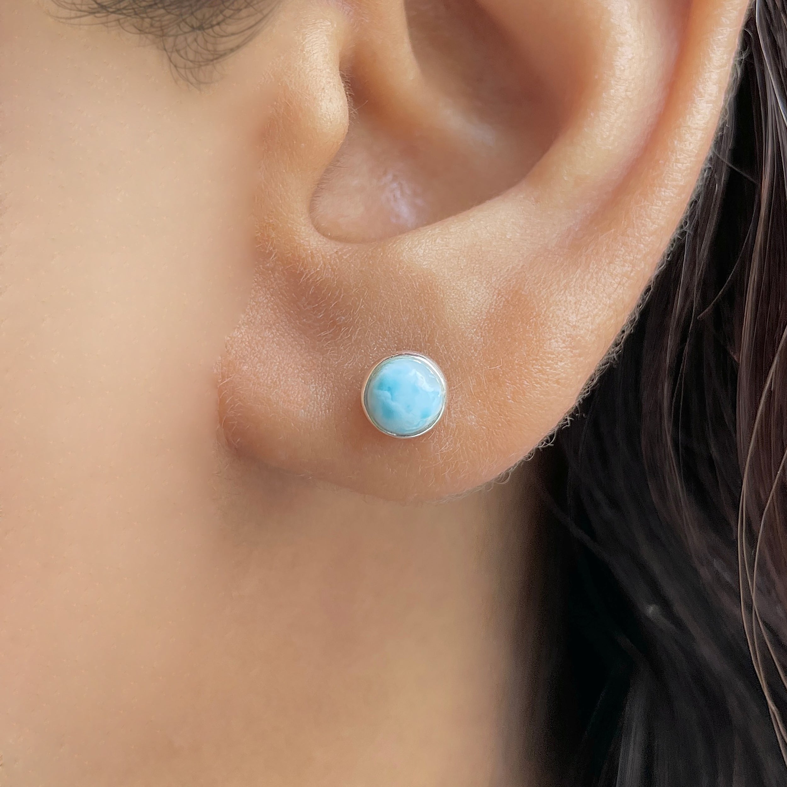 Larimar Stud Earring-(LAR-E-3458.)