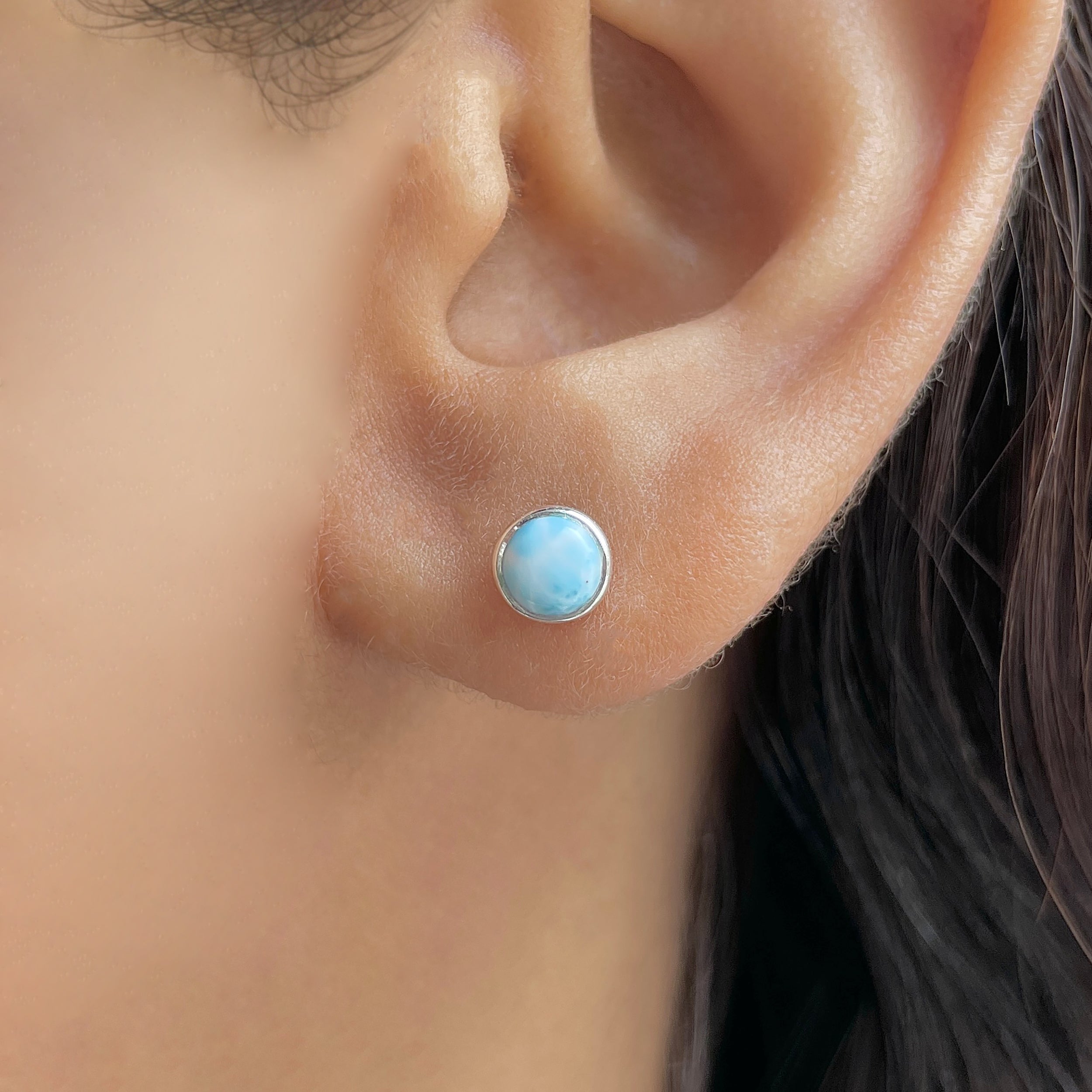 Larimar Stud Earring-(LAR-E-3459.)