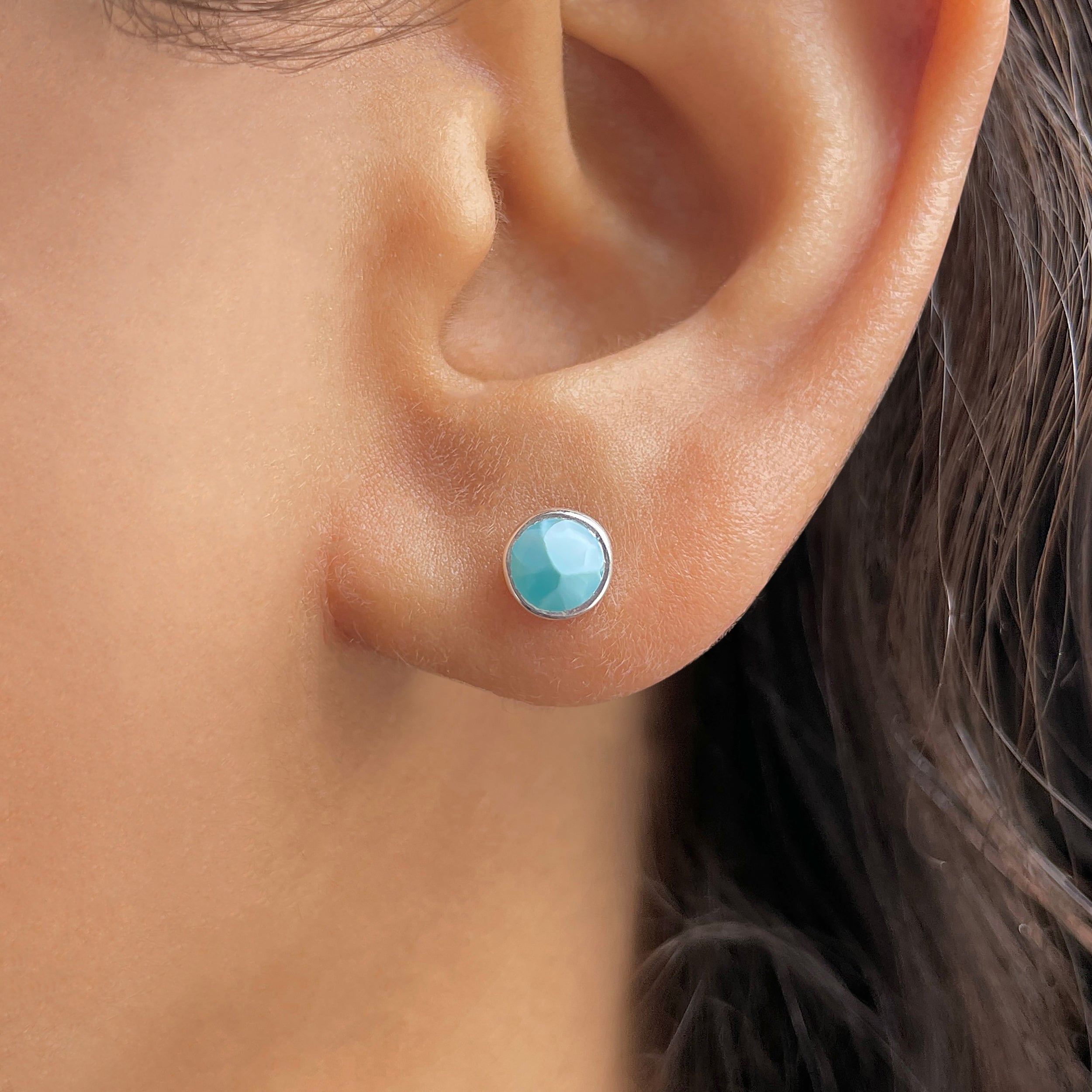 Larimar Stud Earring-(LAR-E-3460.)