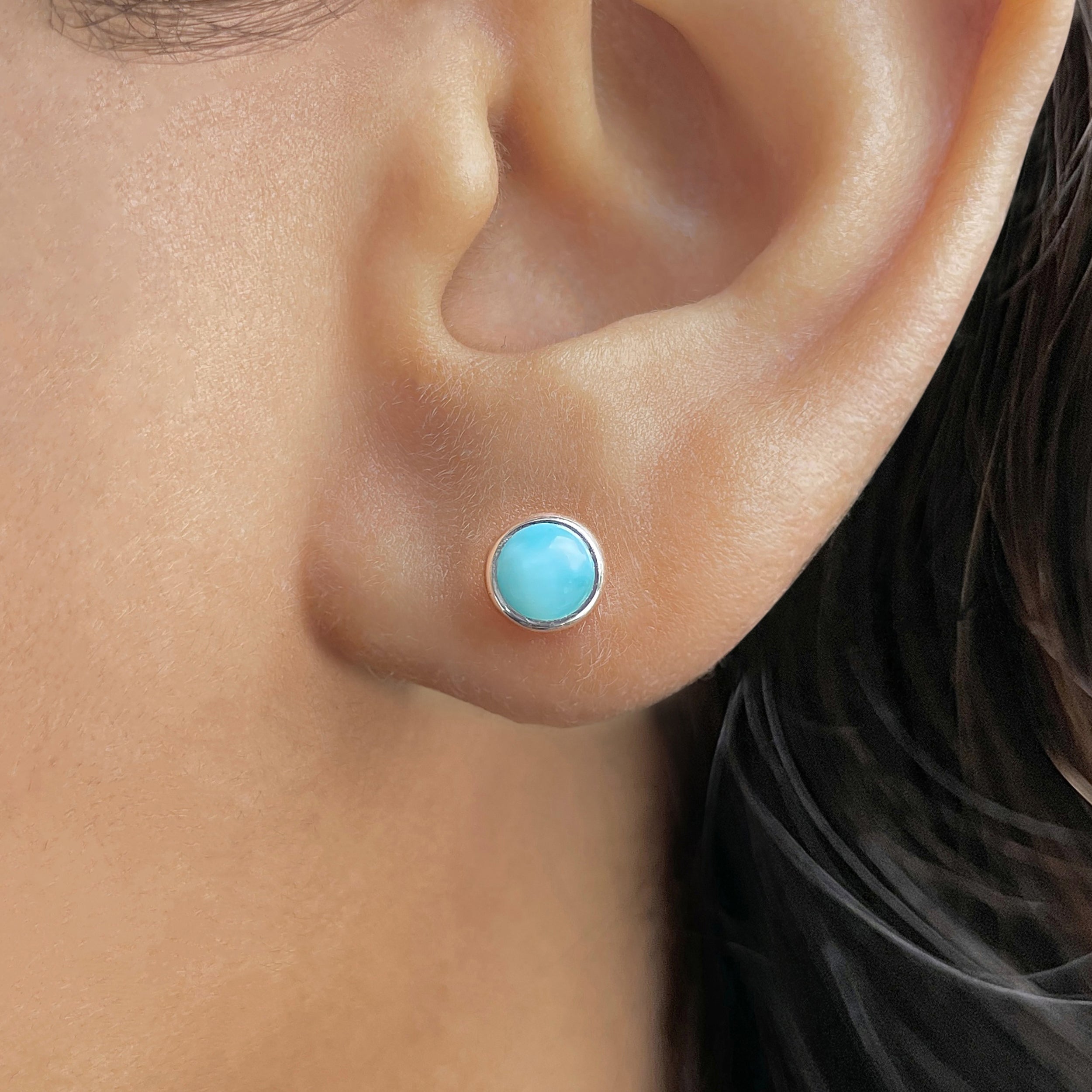 Larimar Stud Earring-(LAR-E-3461.)
