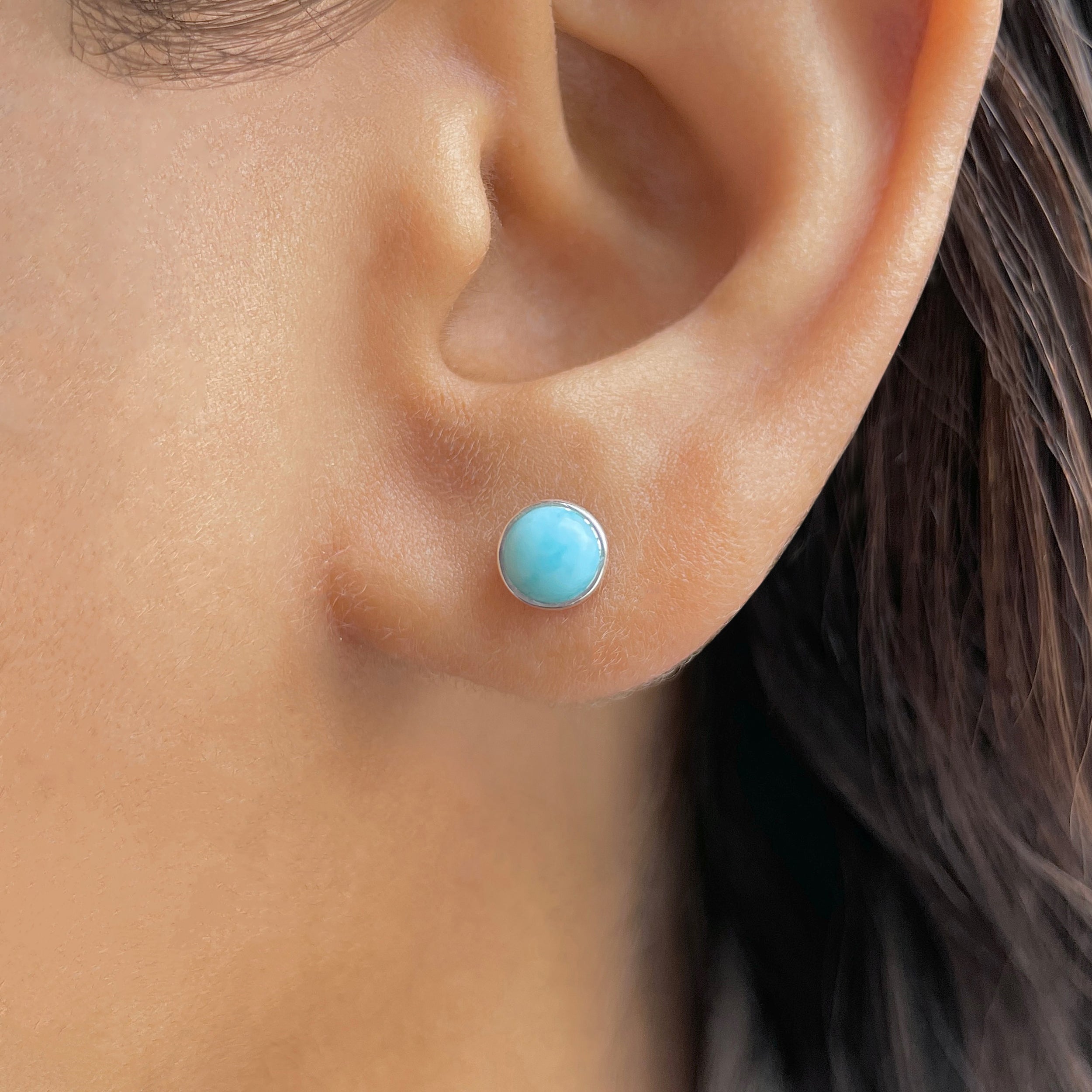 Larimar Stud Earring-(LAR-E-3462.)