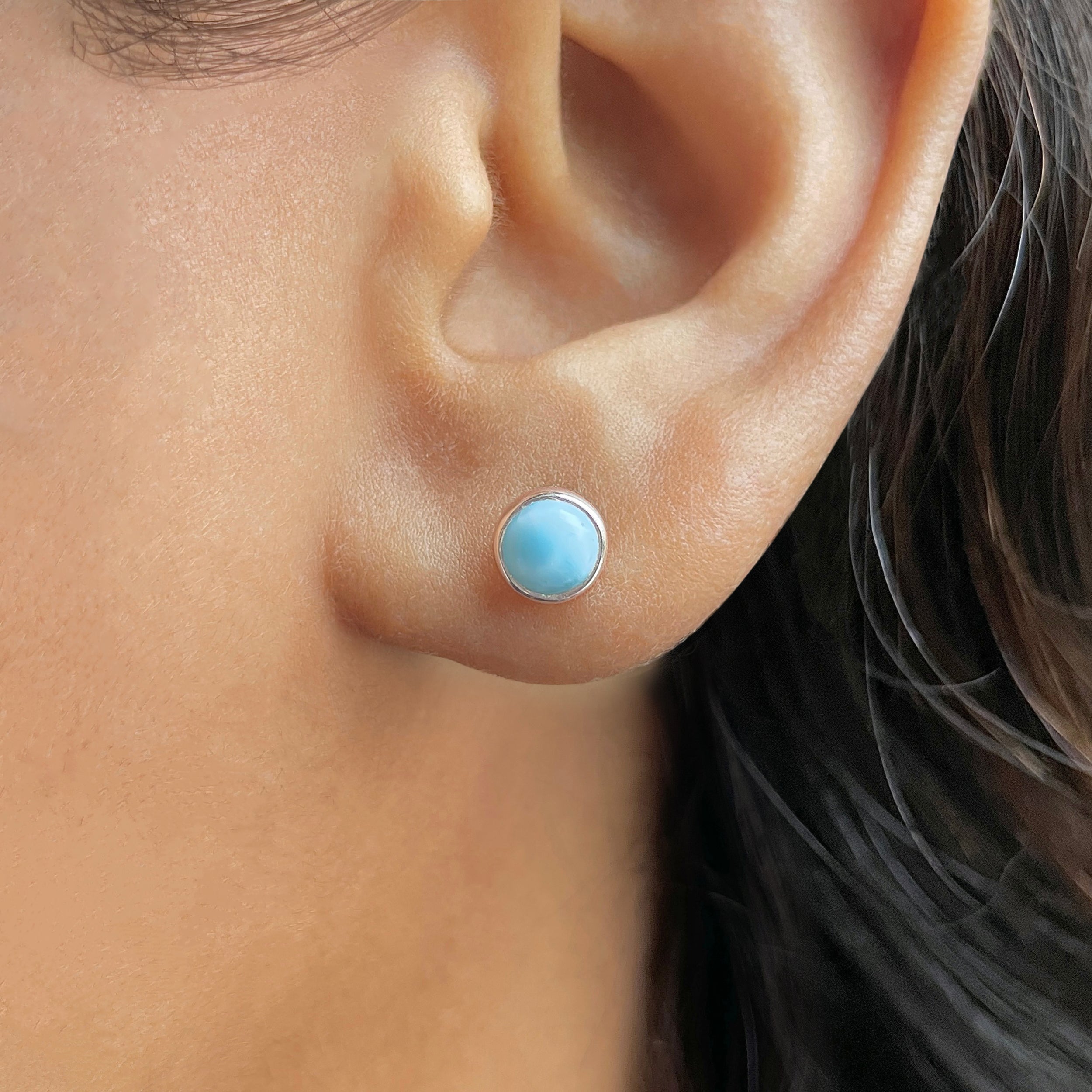Larimar Stud Earring-(LAR-E-3463.)