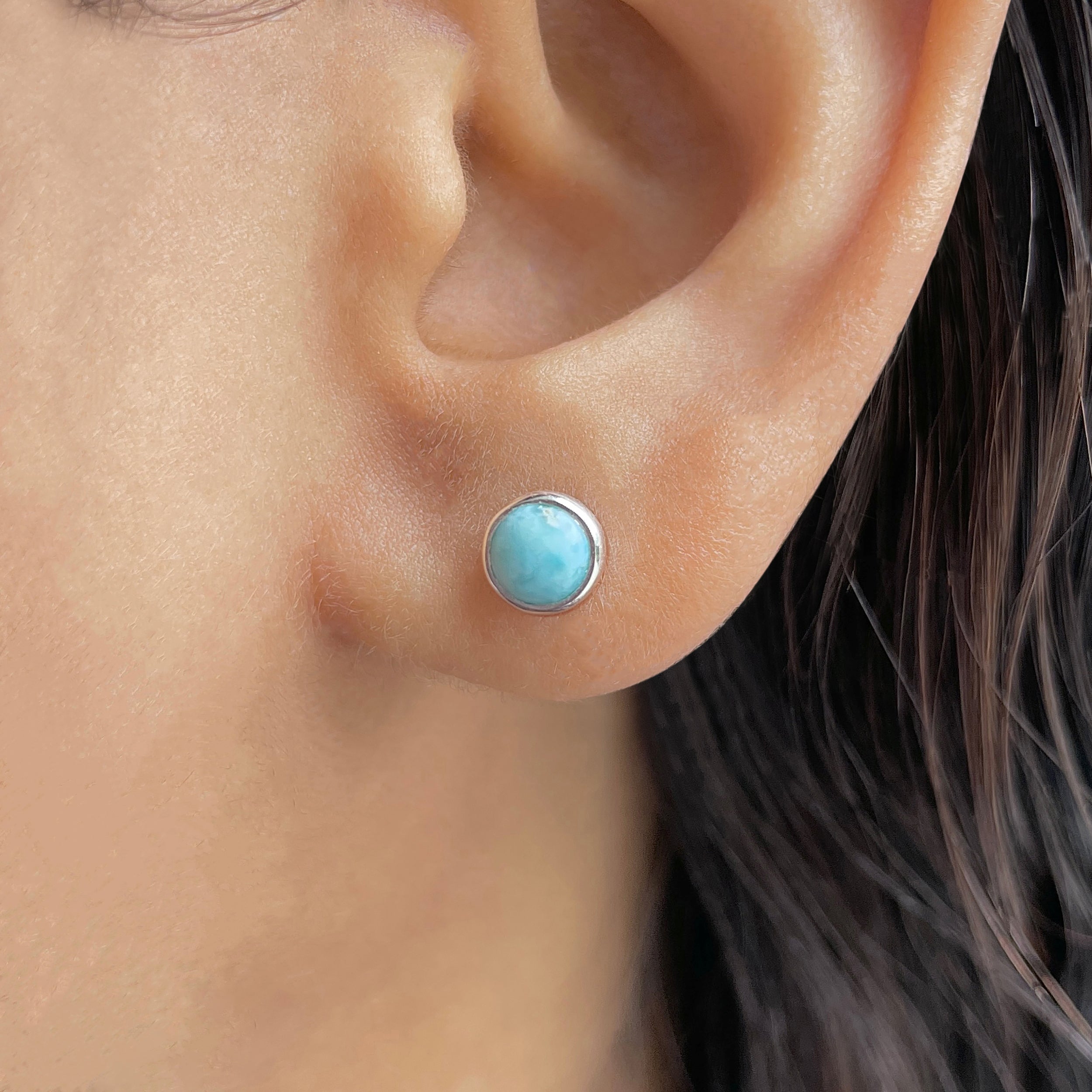 Larimar Stud Earring-(LAR-E-3464.)