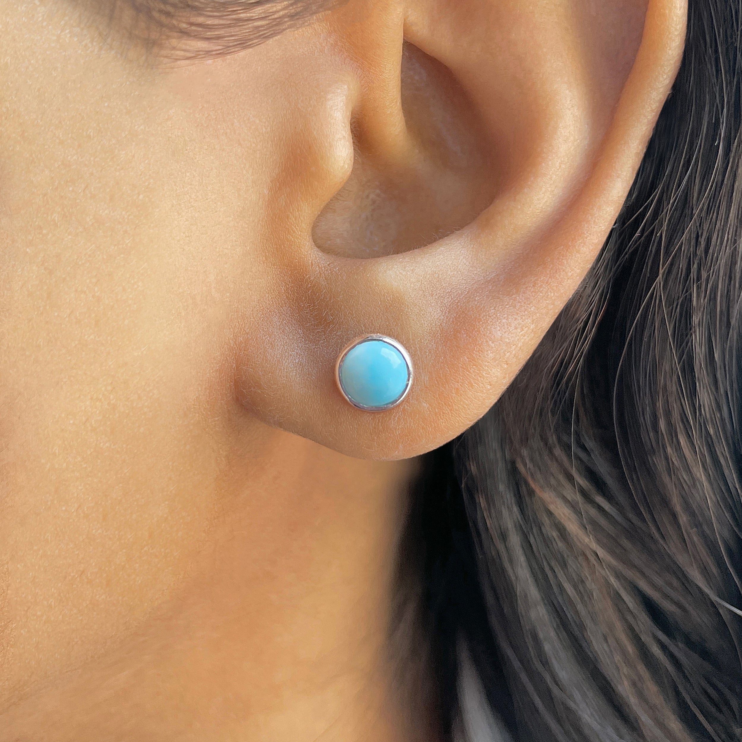 Larimar Stud Earring-(LAR-E-3465.)