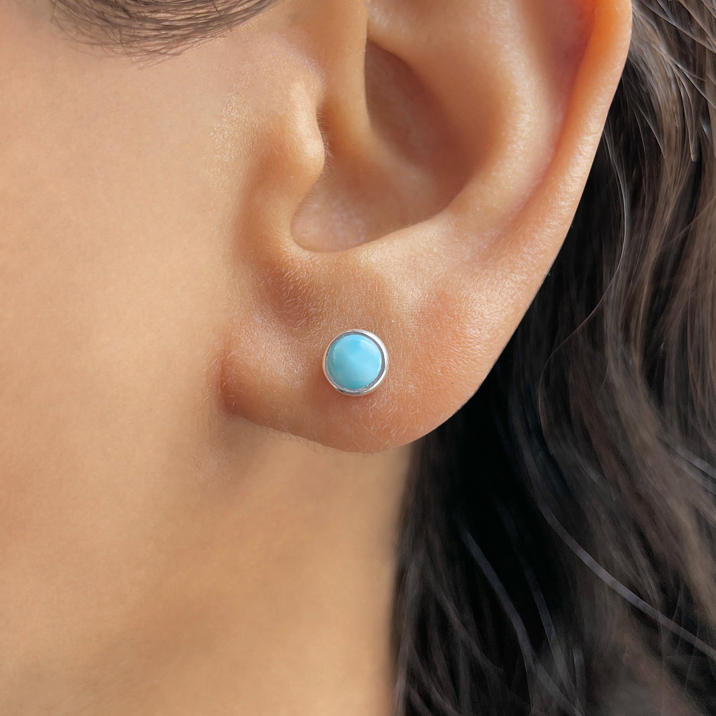 Larimar Stud Earring-(LAR-E-3467.)