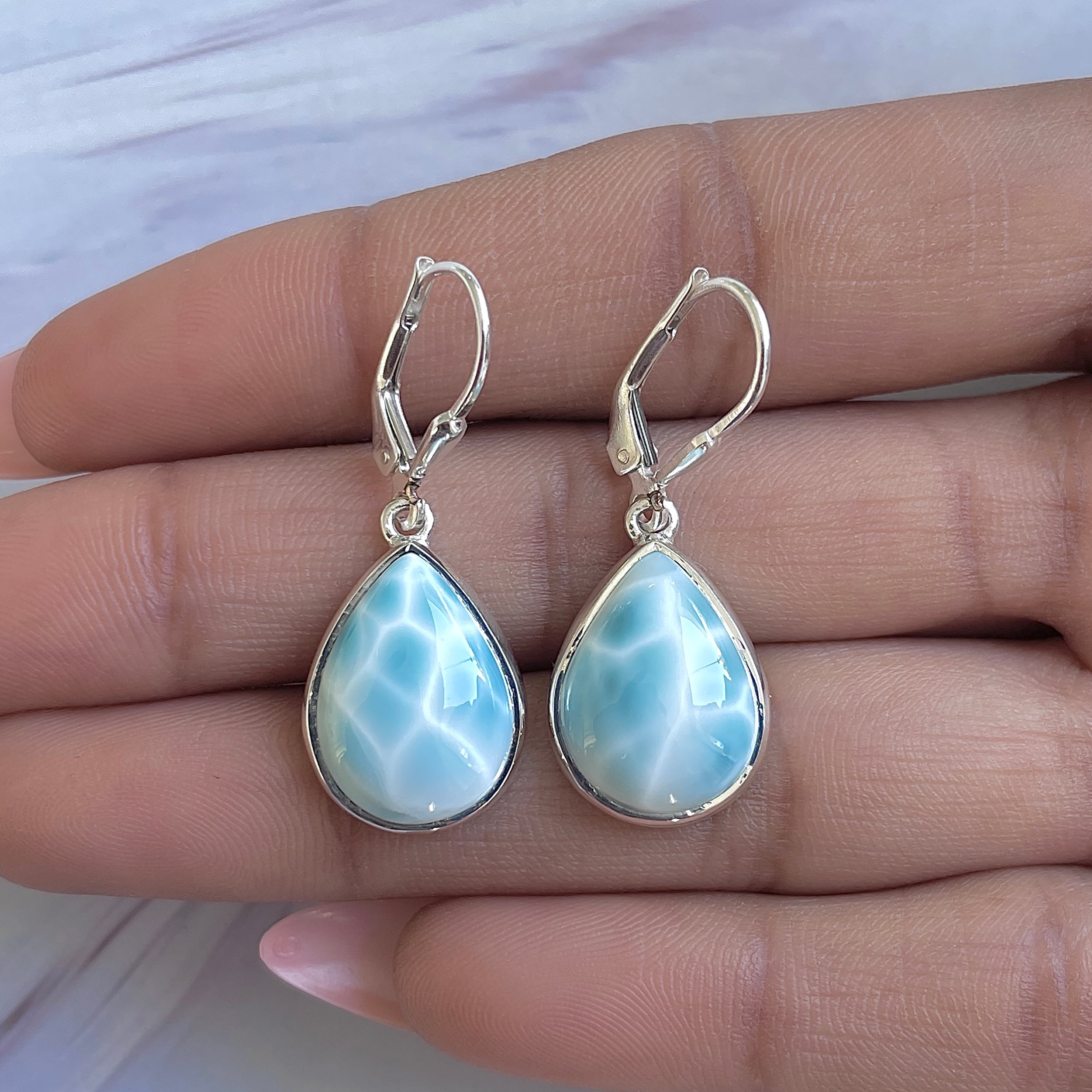 Larimar Earring-(LAR-E-3496.)