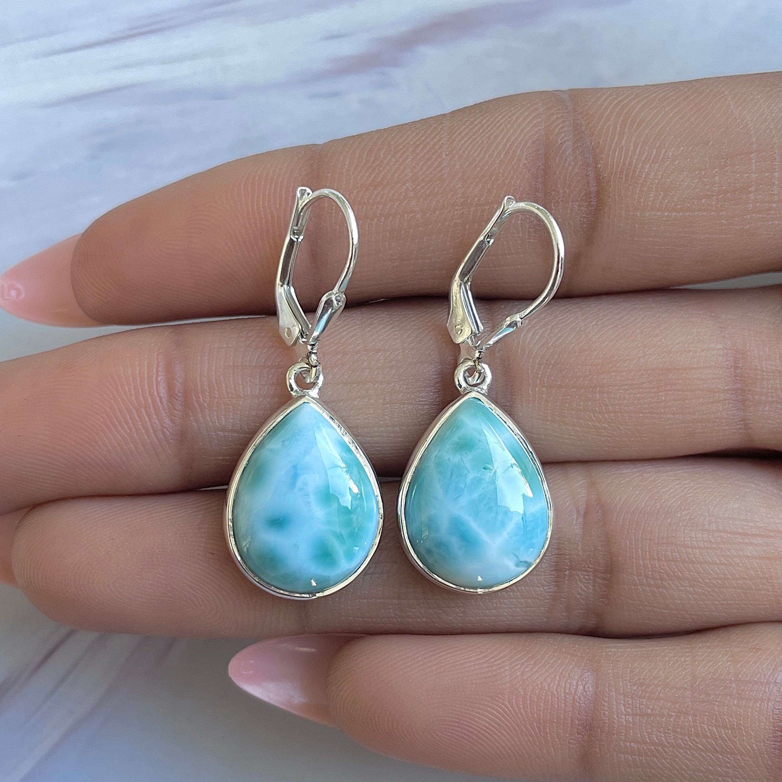 Larimar Earring-(LAR-E-3498.)