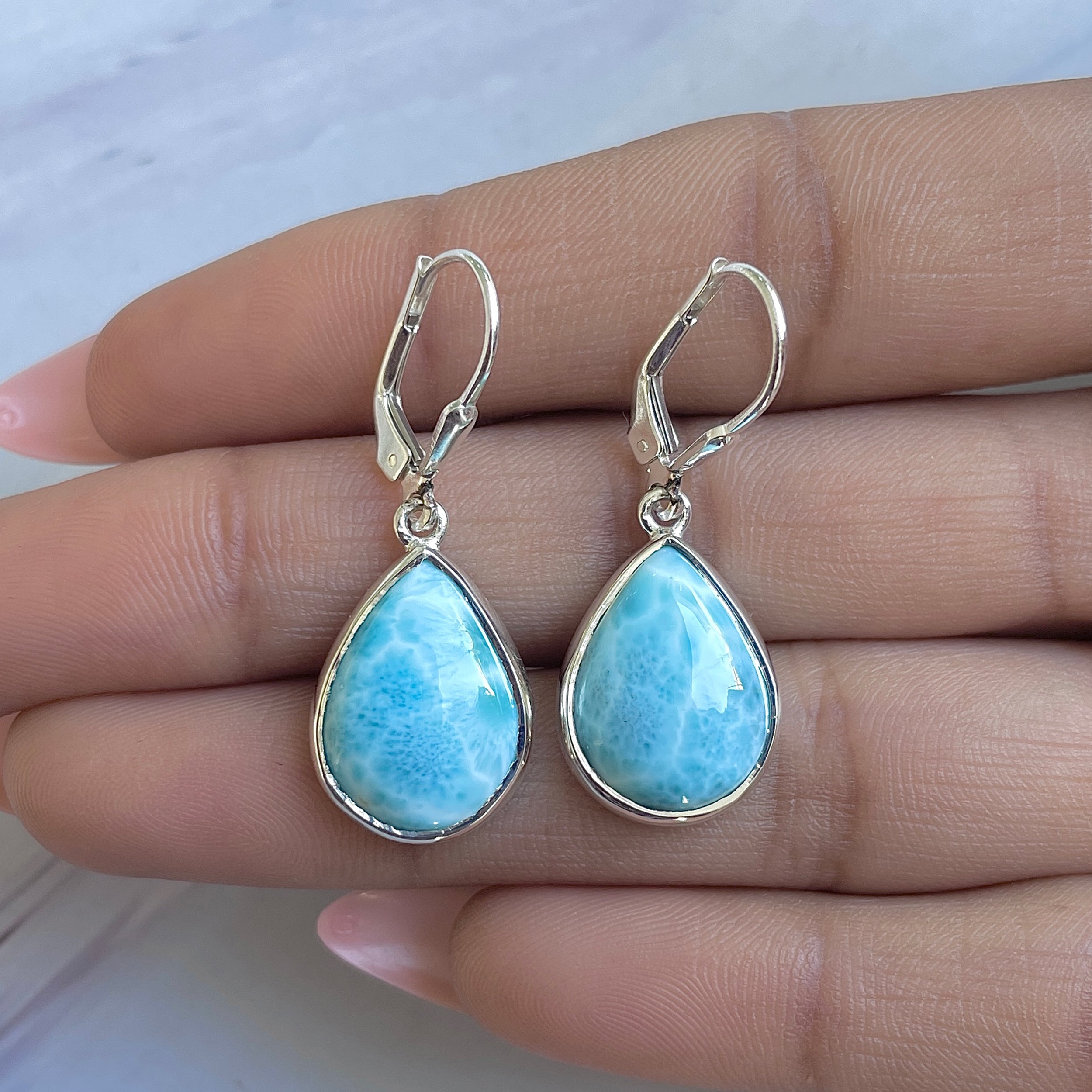 Larimar Earring-(LAR-E-3499.)