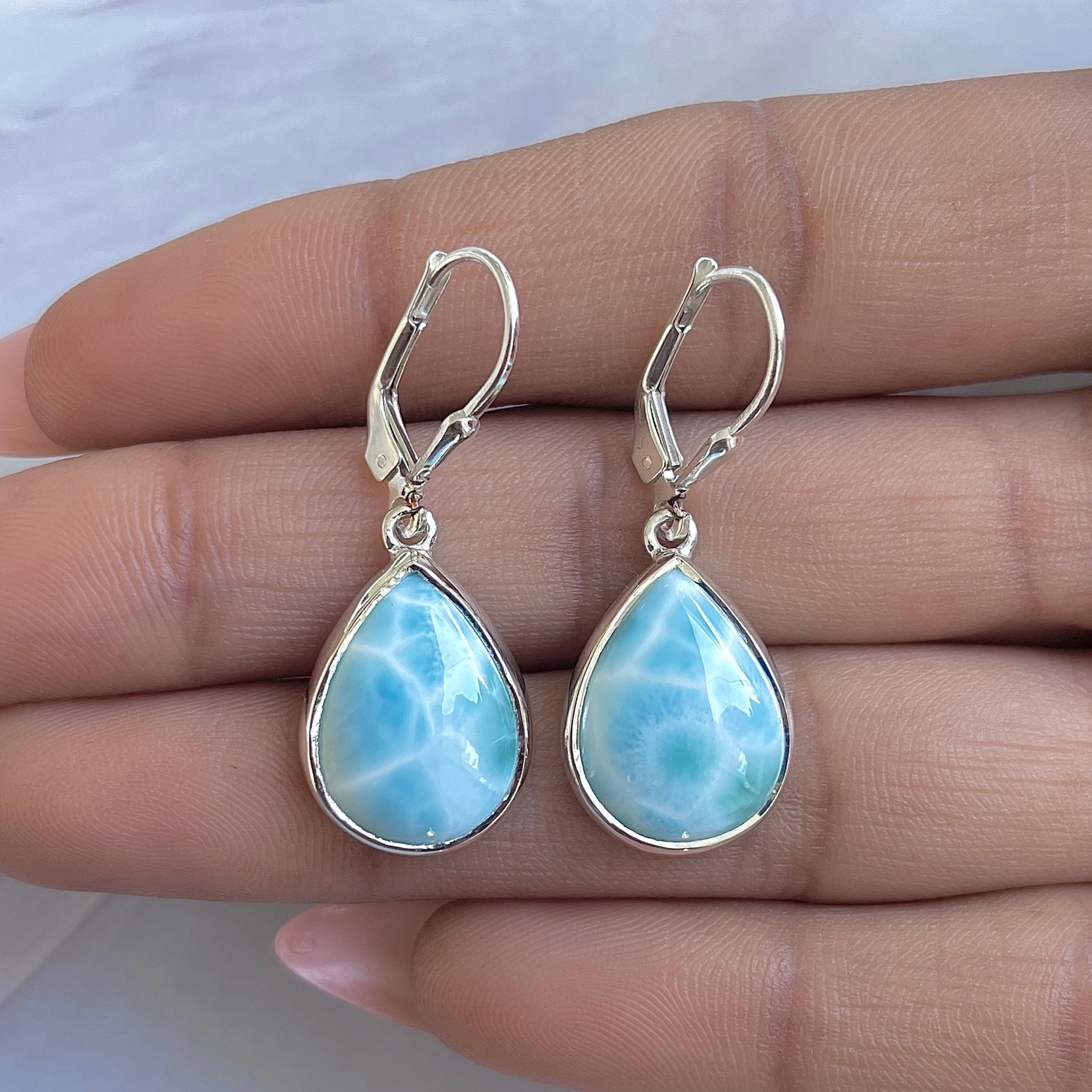 Larimar Earring-(LAR-E-3501.)