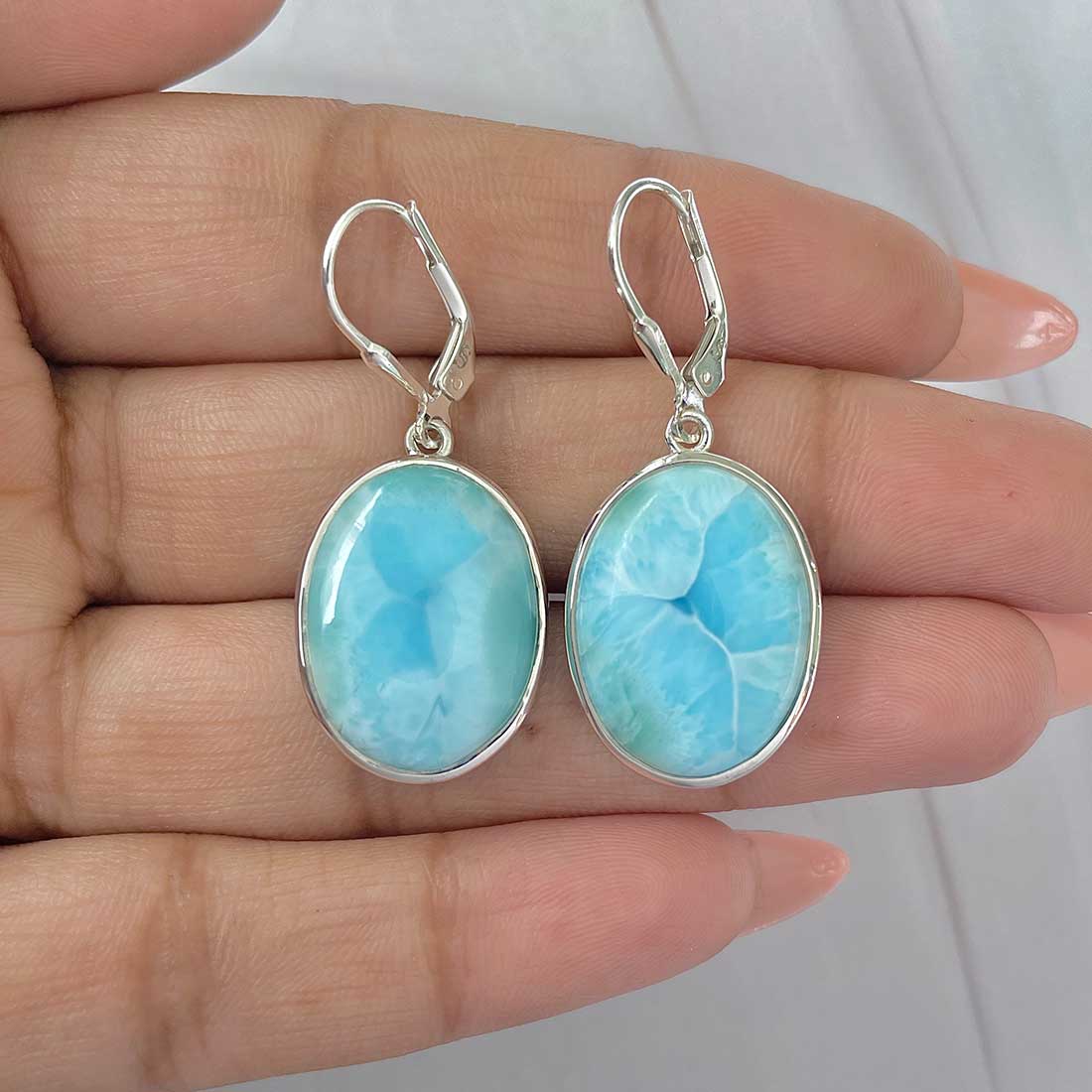 Larimar Earring-(LAR-E-357.)