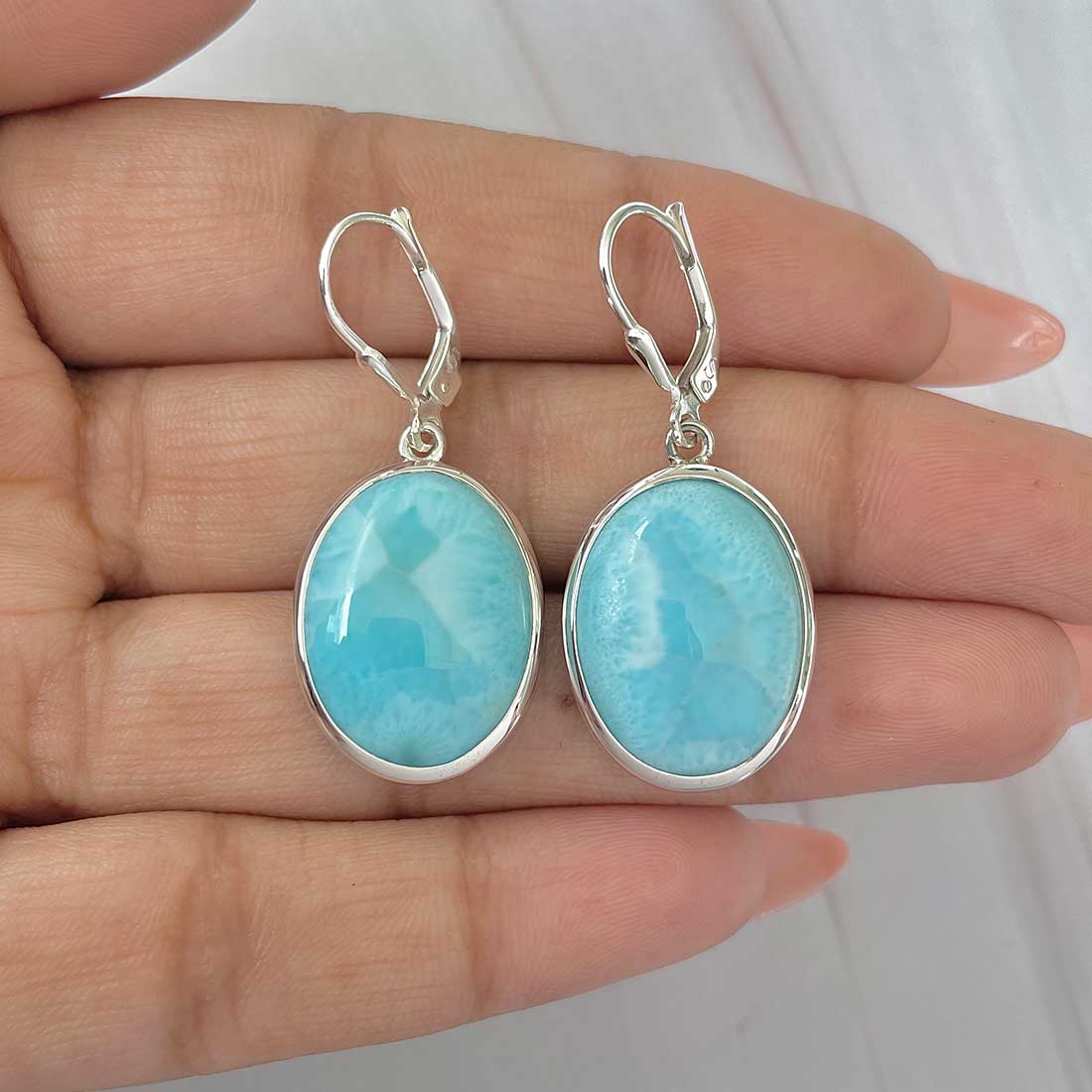 Larimar Earring-(LAR-E-364.)