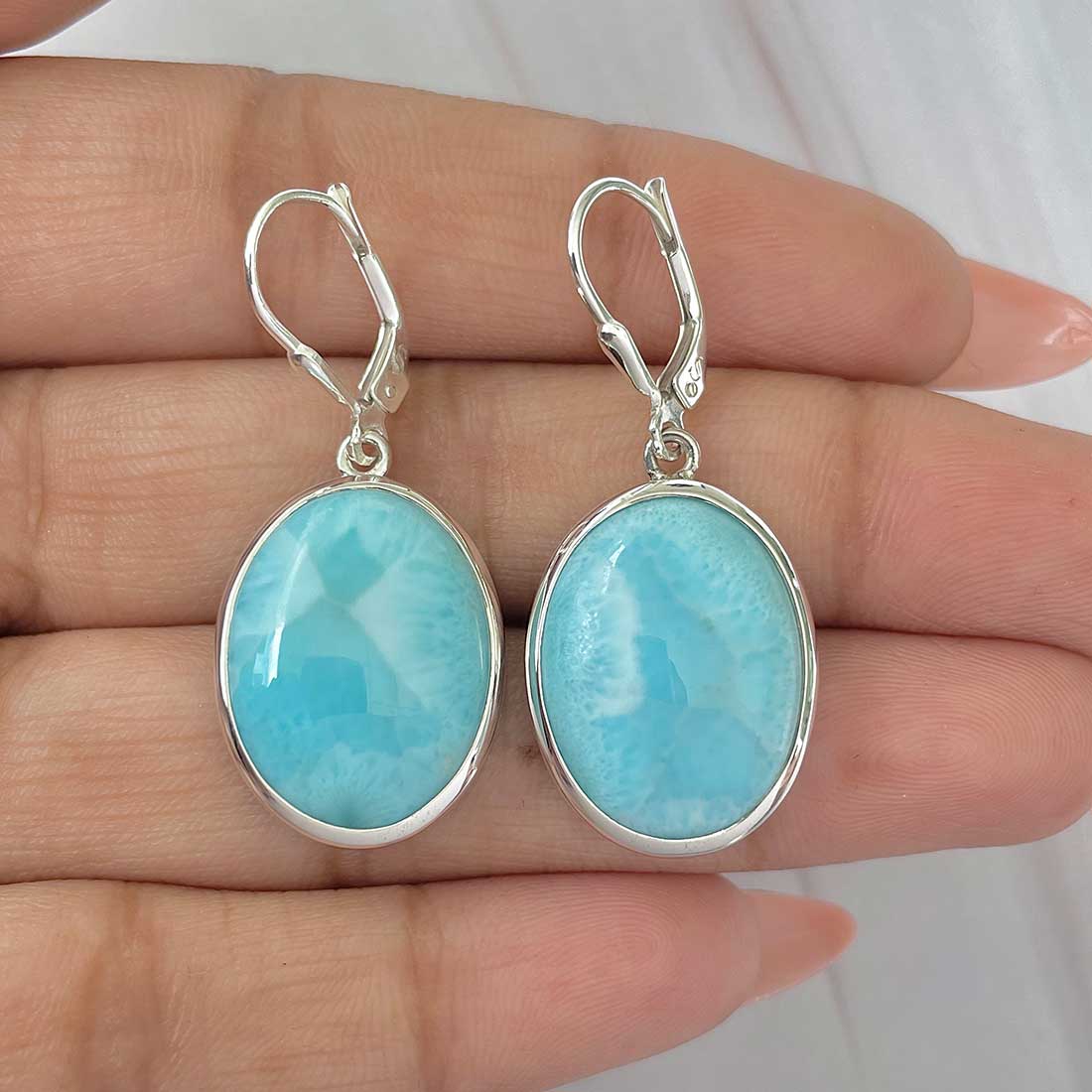 Larimar Earring-(LAR-E-364.)