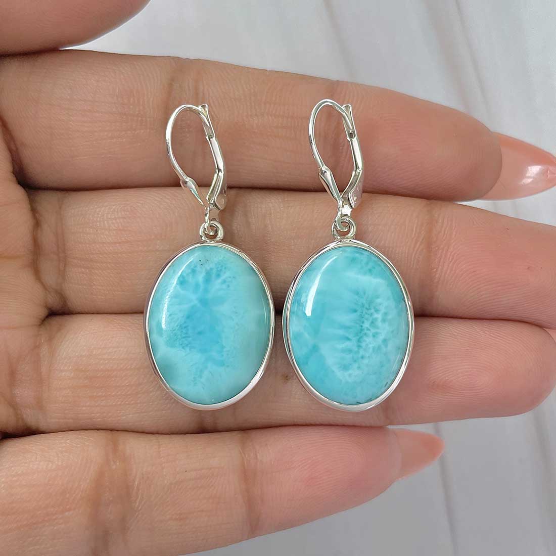 Larimar Earring-(LAR-E-367.)