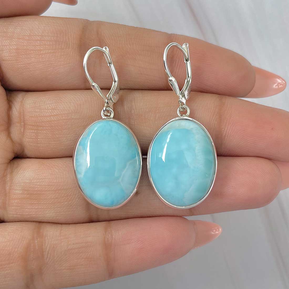 Larimar Earring-(LAR-E-387.)