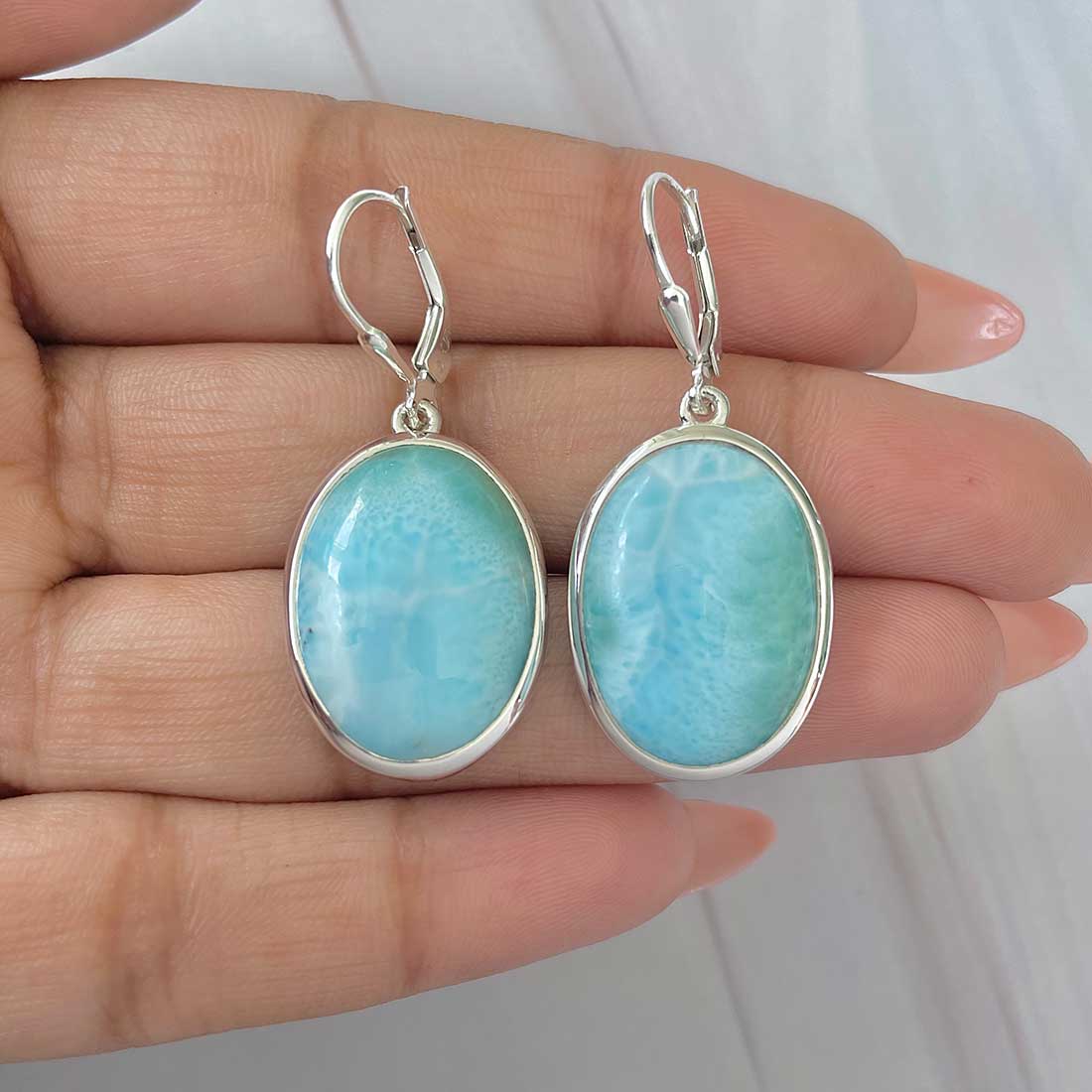 Larimar Earring-(LAR-E-392.)