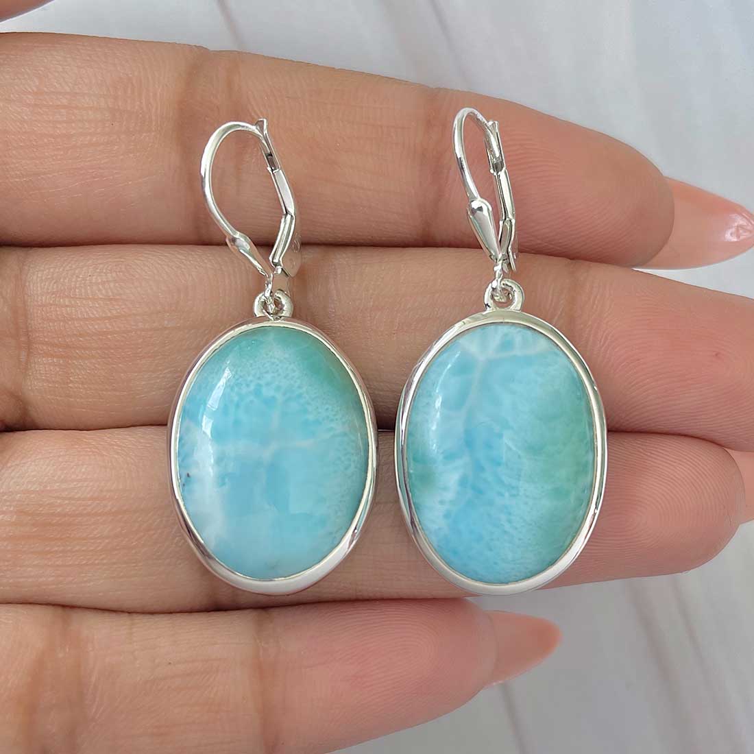 Larimar Earring-(LAR-E-392.)