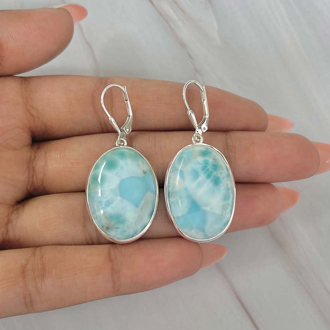Larimar Earring-(LAR-E-52.)