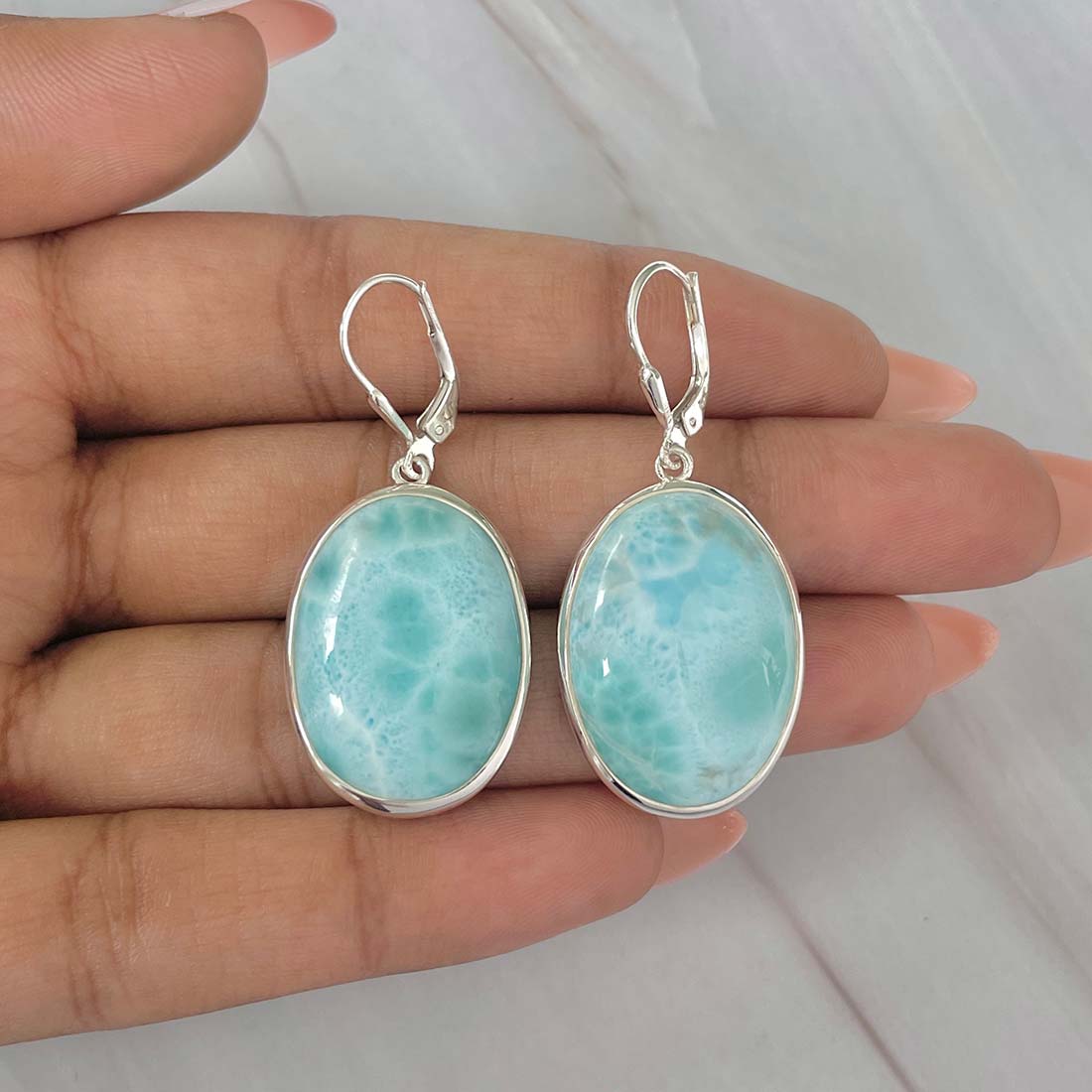 Larimar Earring-(LAR-E-53.)