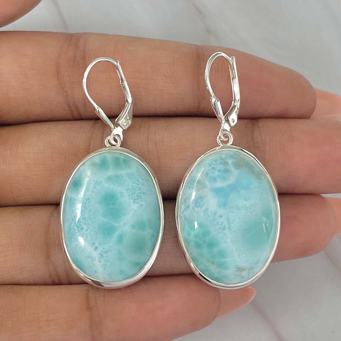 Larimar Earring-(LAR-E-53.)