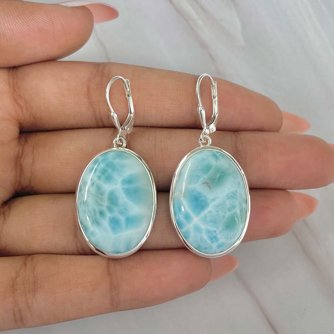 Larimar Earring-(LAR-E-54.)