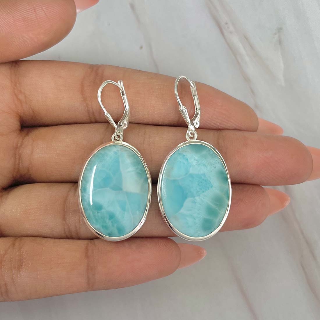 Larimar Earring-(LAR-E-55.)