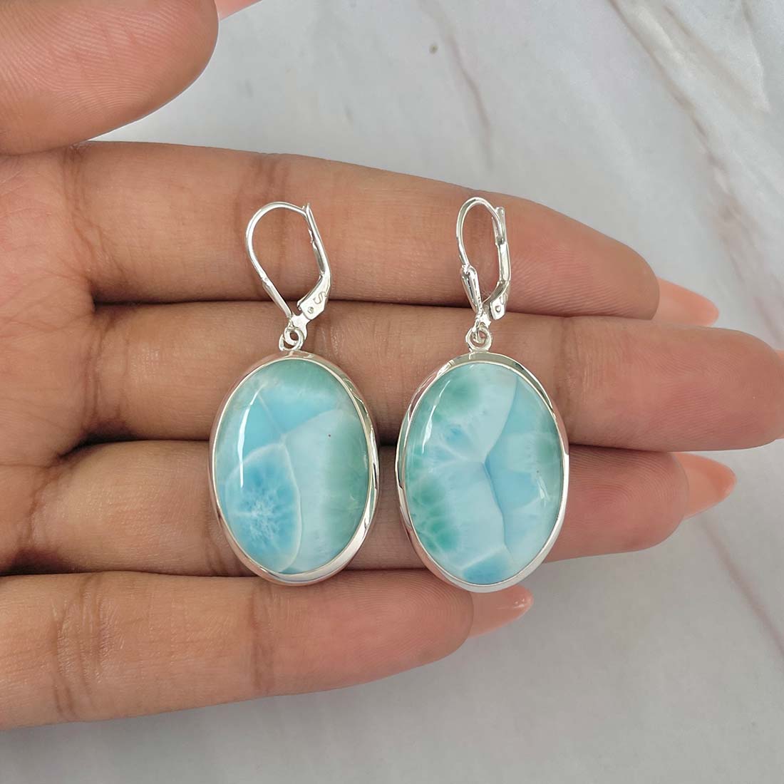 Larimar Earring-(LAR-E-56.)