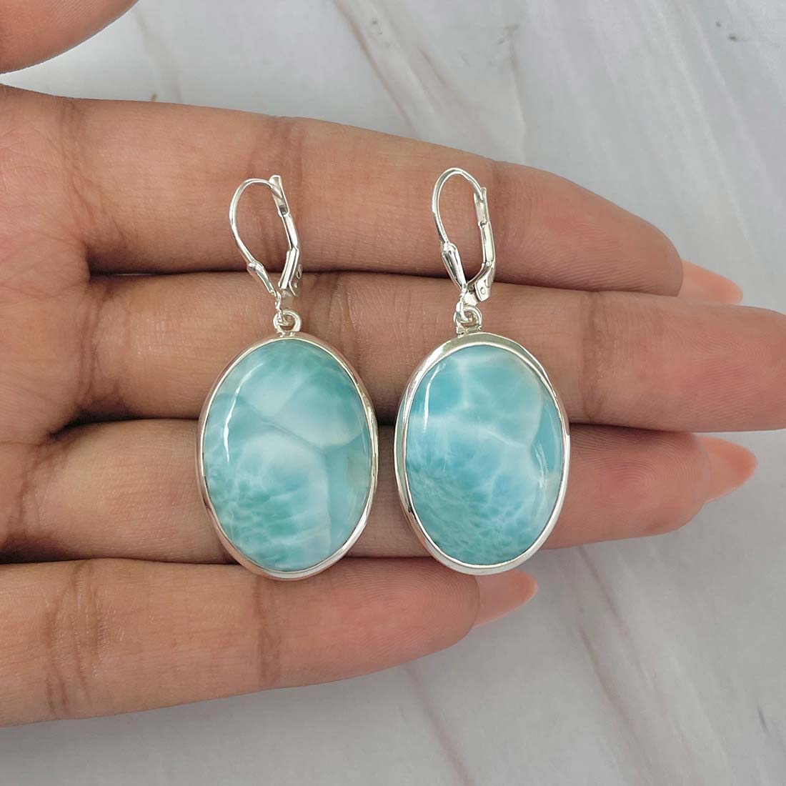 Larimar Earring-(LAR-E-57.)