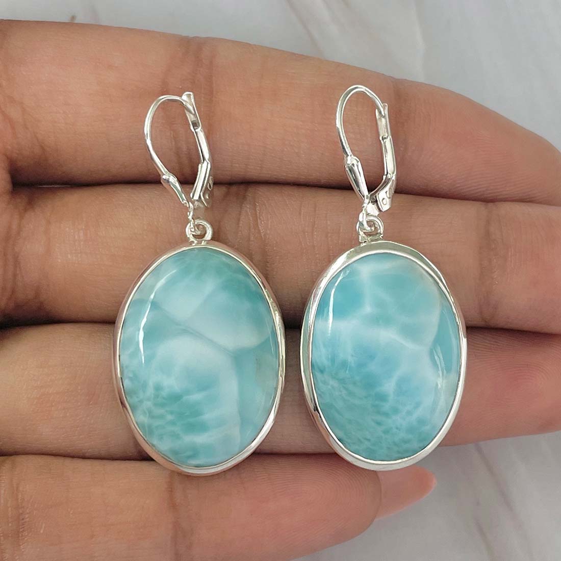 Larimar Earring-(LAR-E-57.)