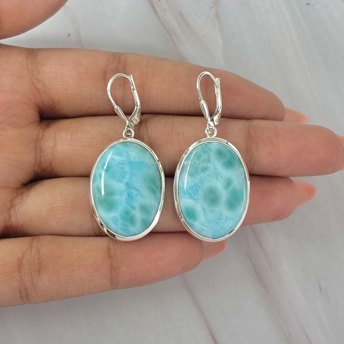 Larimar Earring-(LAR-E-58.)