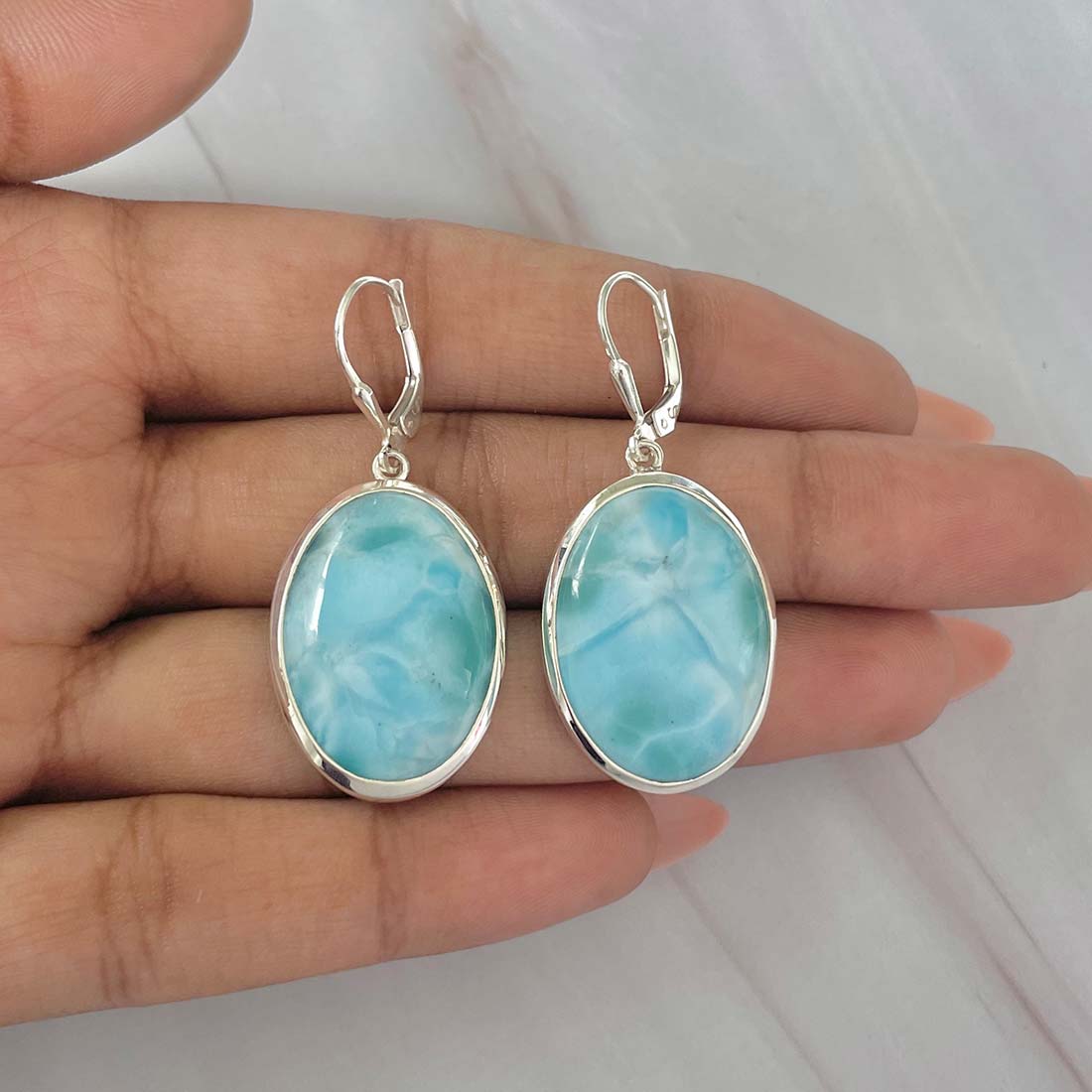 Larimar Earring-(LAR-E-59.)