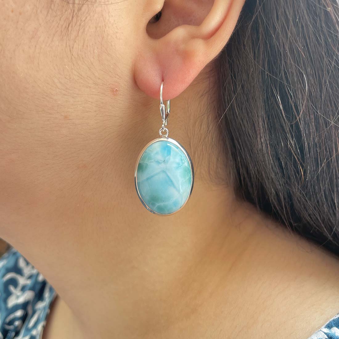 Larimar Earring-(LAR-E-59.)