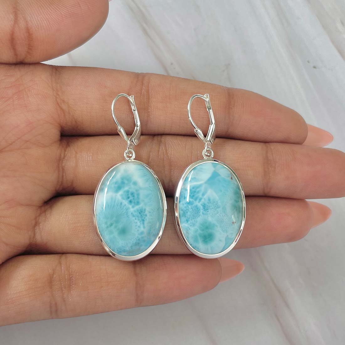 Larimar Earring-(LAR-E-61.)