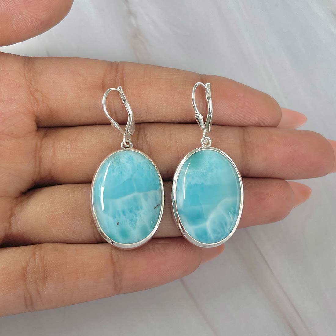 Larimar Earring-(LAR-E-62.)