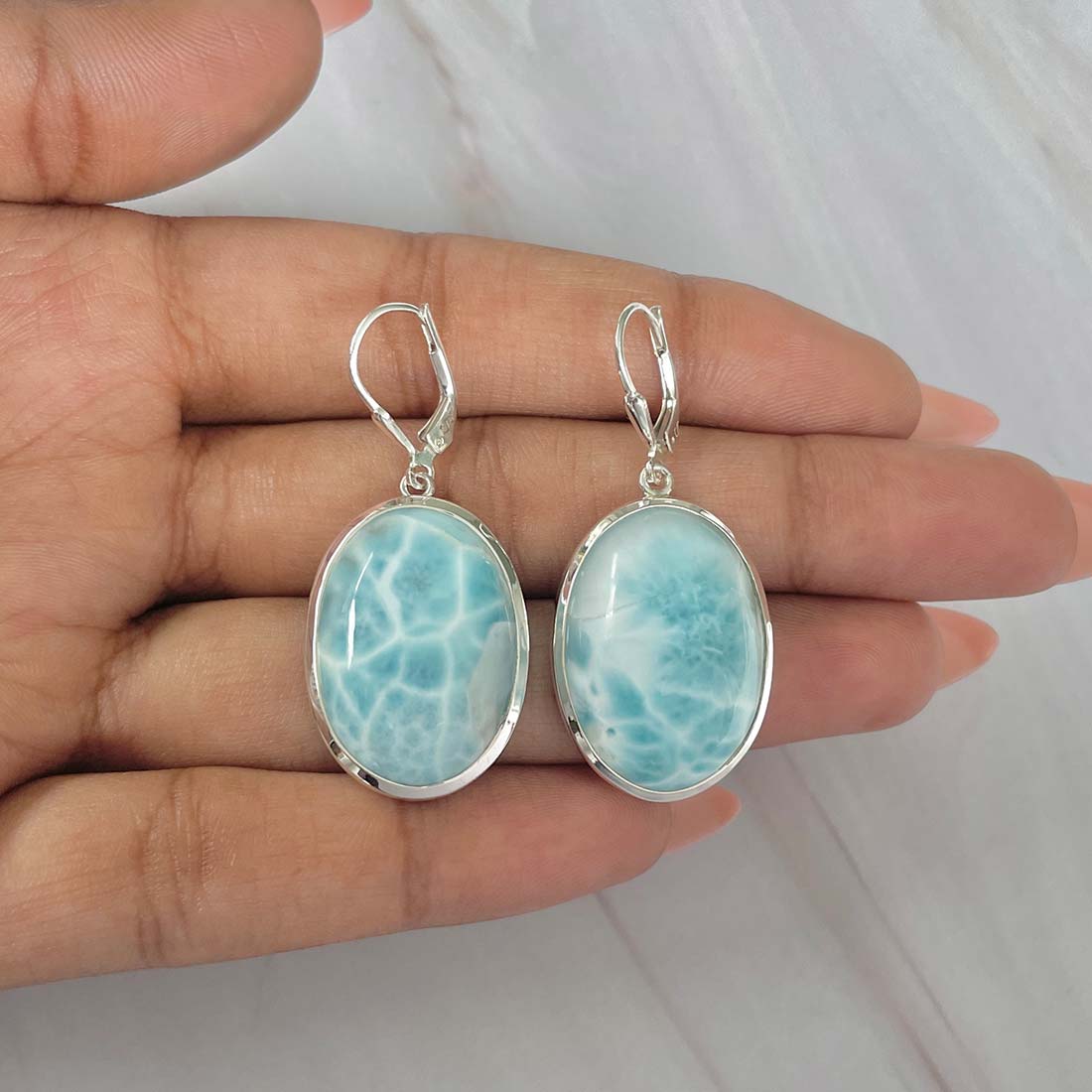 Larimar Earring-(LAR-E-64.)