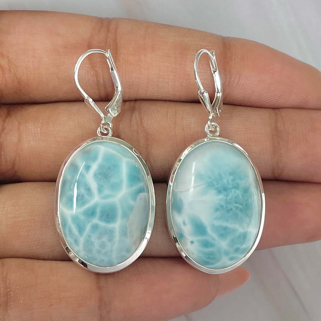Larimar Earring-(LAR-E-64.)