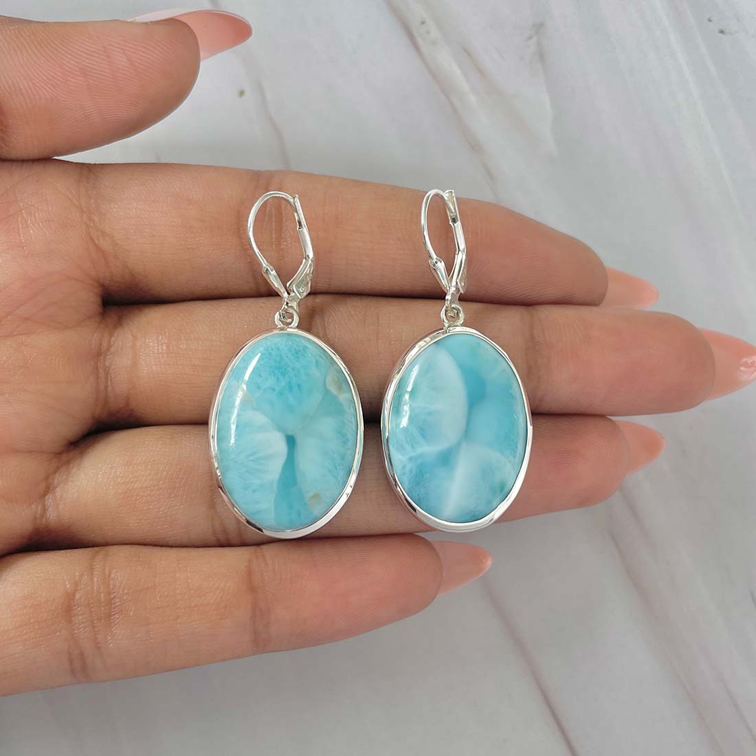 Larimar Earring-(LAR-E-67.)