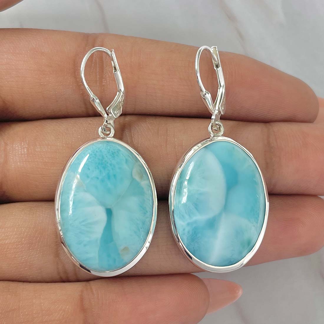 Larimar Earring-(LAR-E-67.)