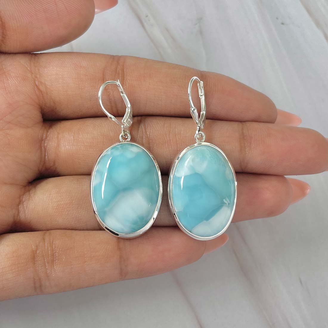 Larimar Earring-(LAR-E-69.)