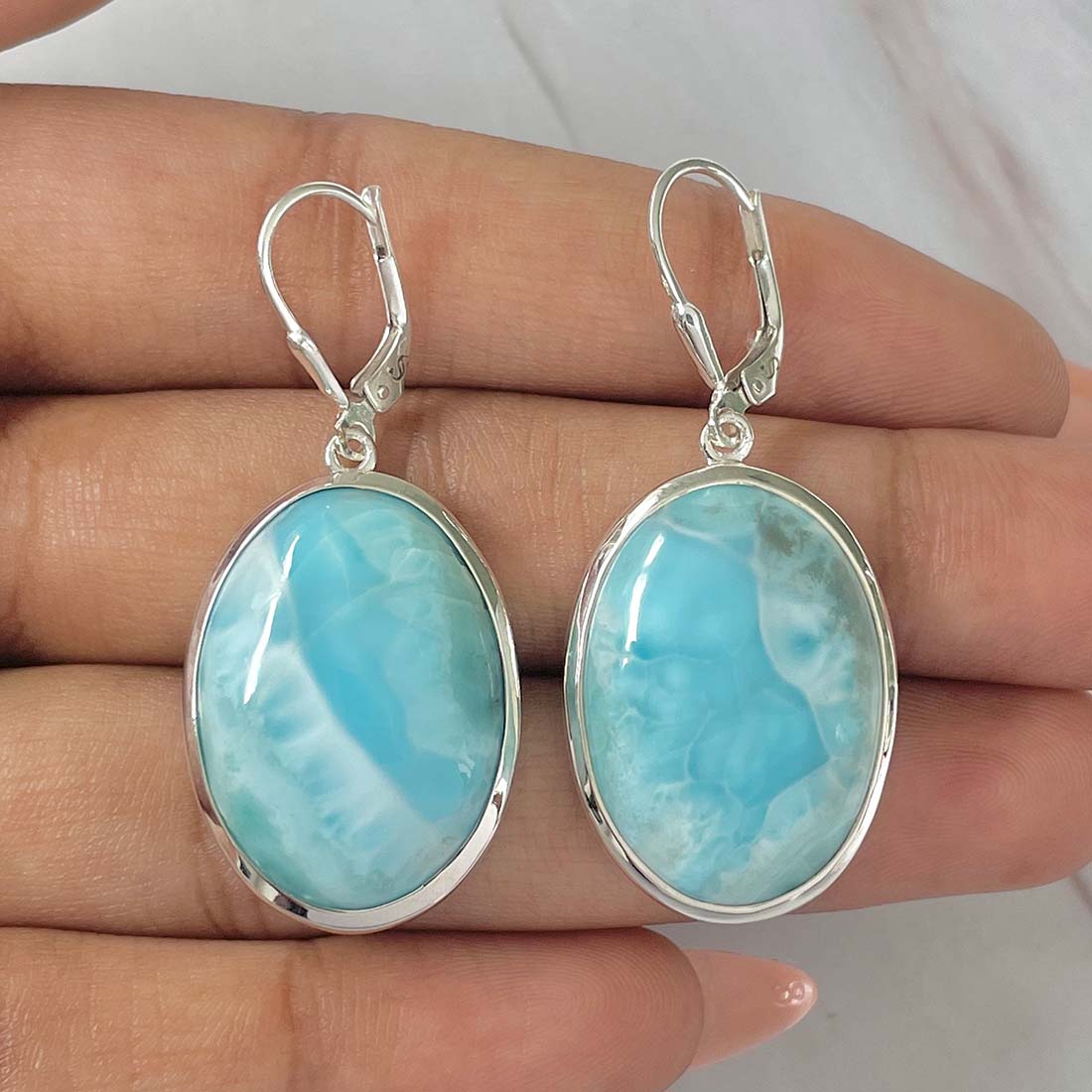 Larimar Earring-(LAR-E-72.)