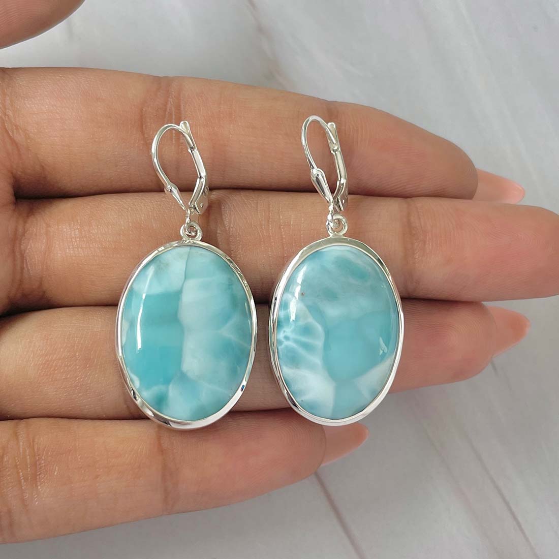 Larimar Earring-(LAR-E-74.)