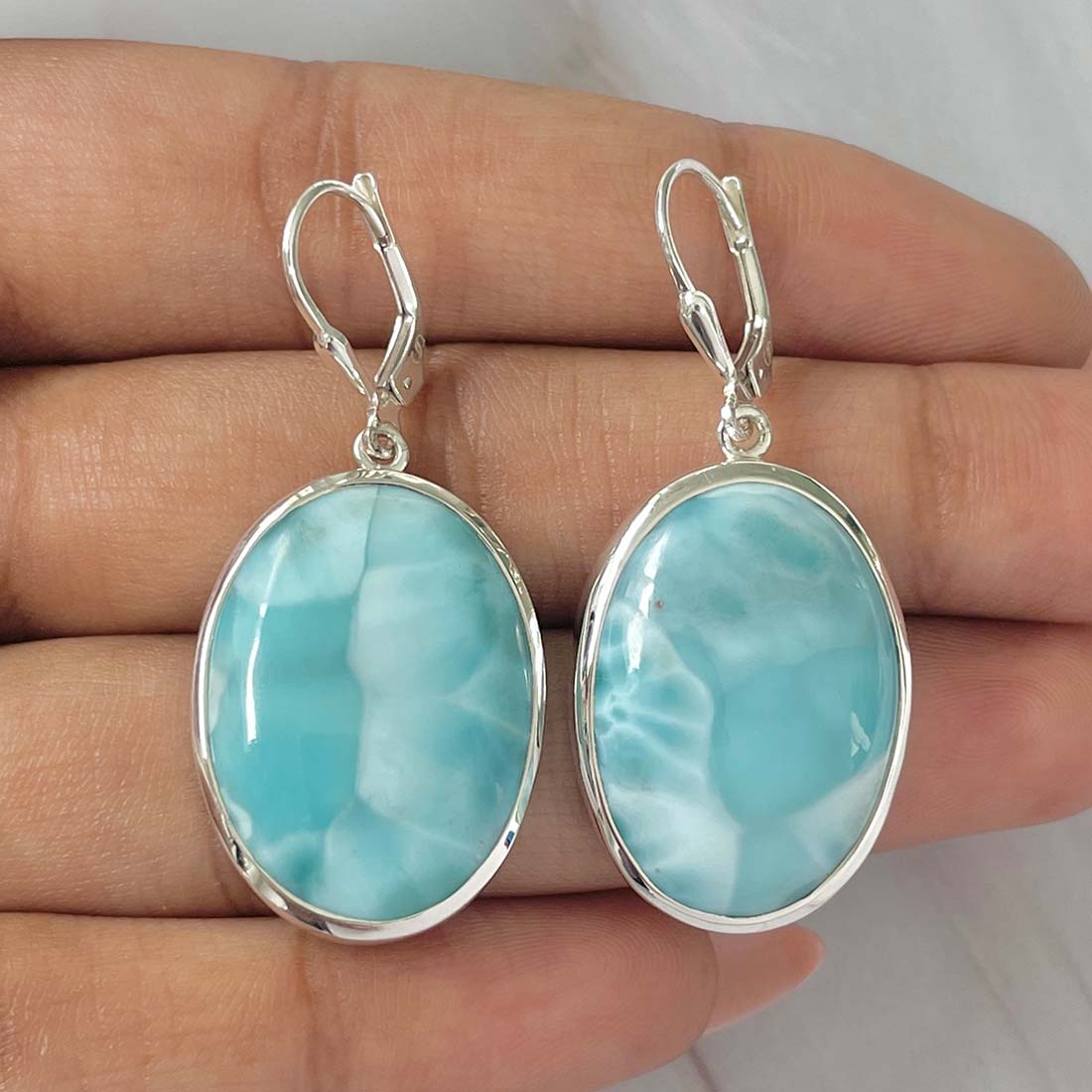 Larimar Earring-(LAR-E-74.)