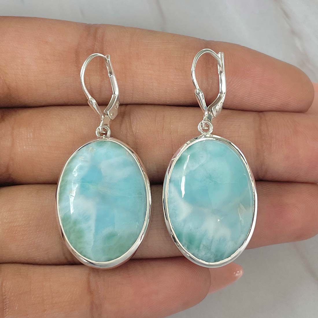 Larimar Earring-(LAR-E-75.)