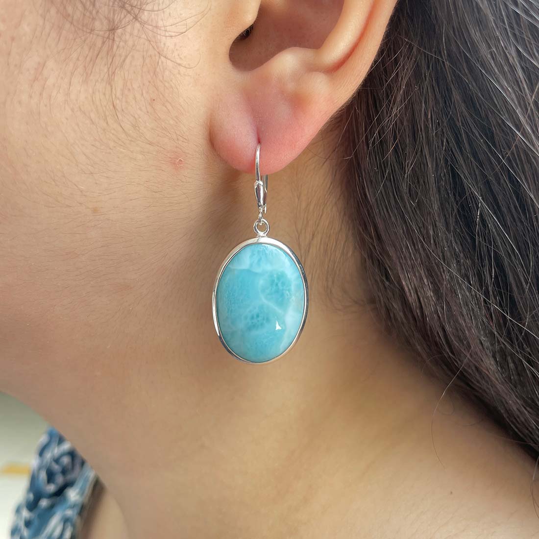 Larimar Earring-(LAR-E-83.)