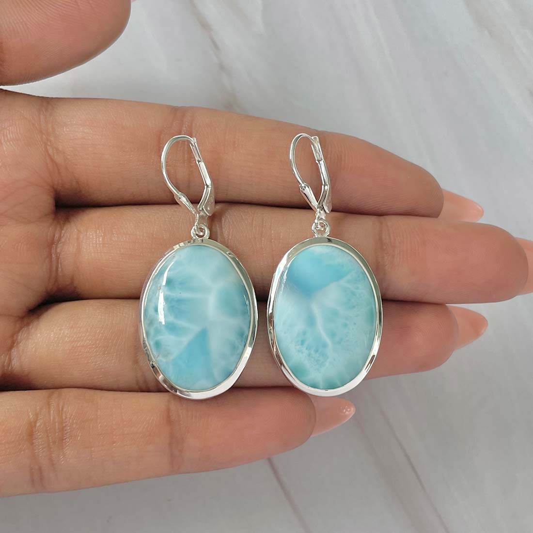 Larimar Earring-(LAR-E-87.)